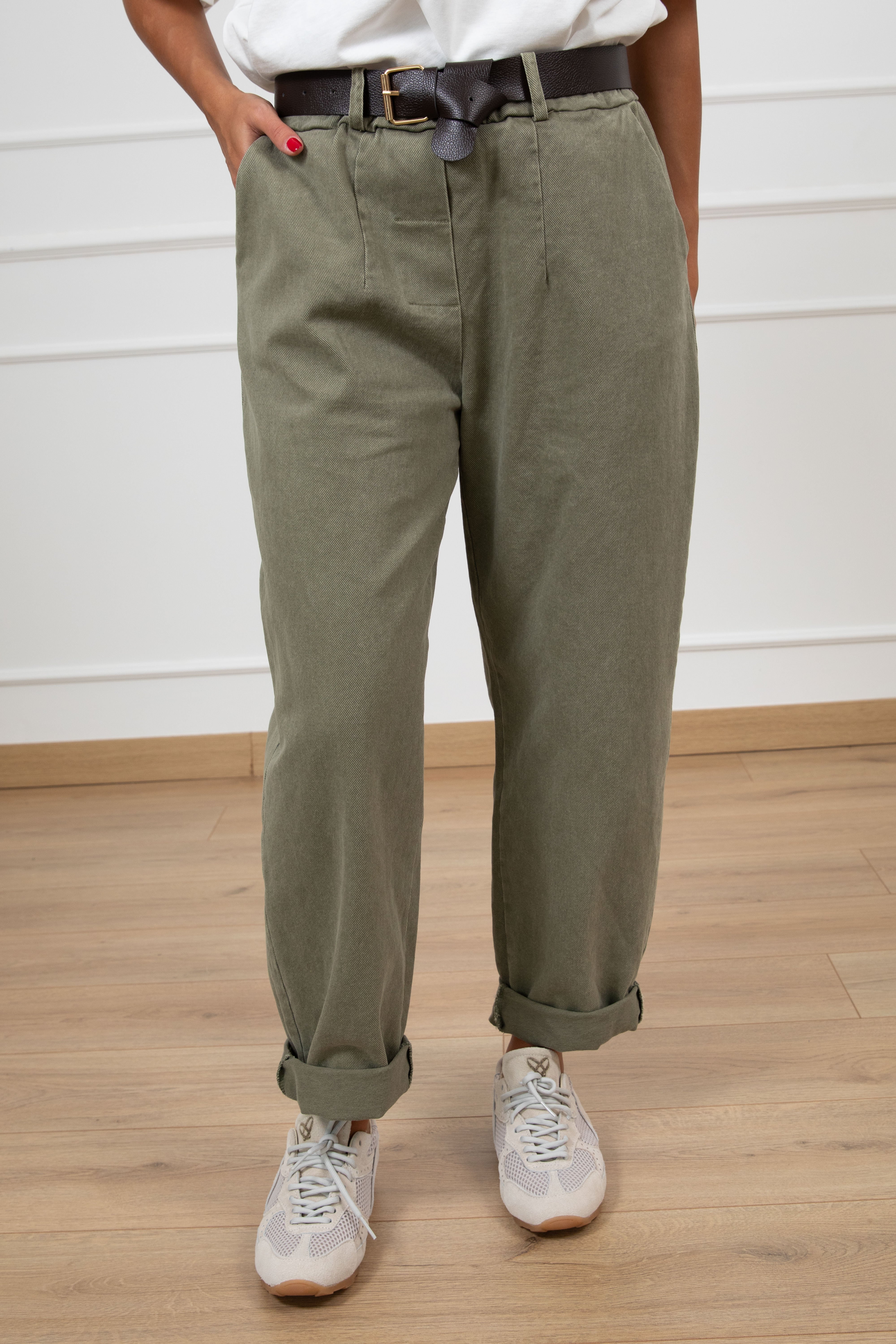 Pantalone bull denim carrot-fit con elastico Susy Mix