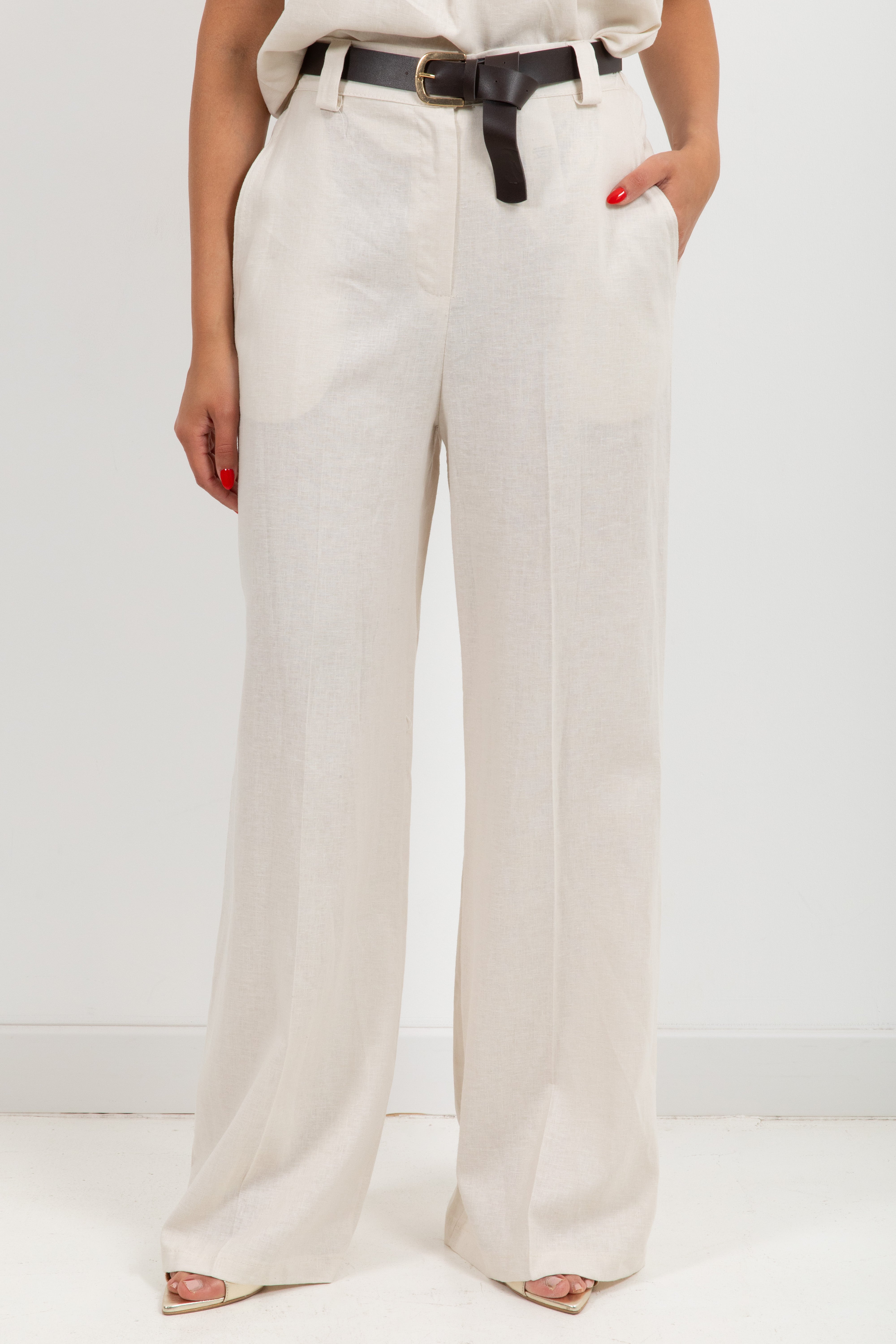 Pantalone in lino e viscosa con elastico Susy Mix
