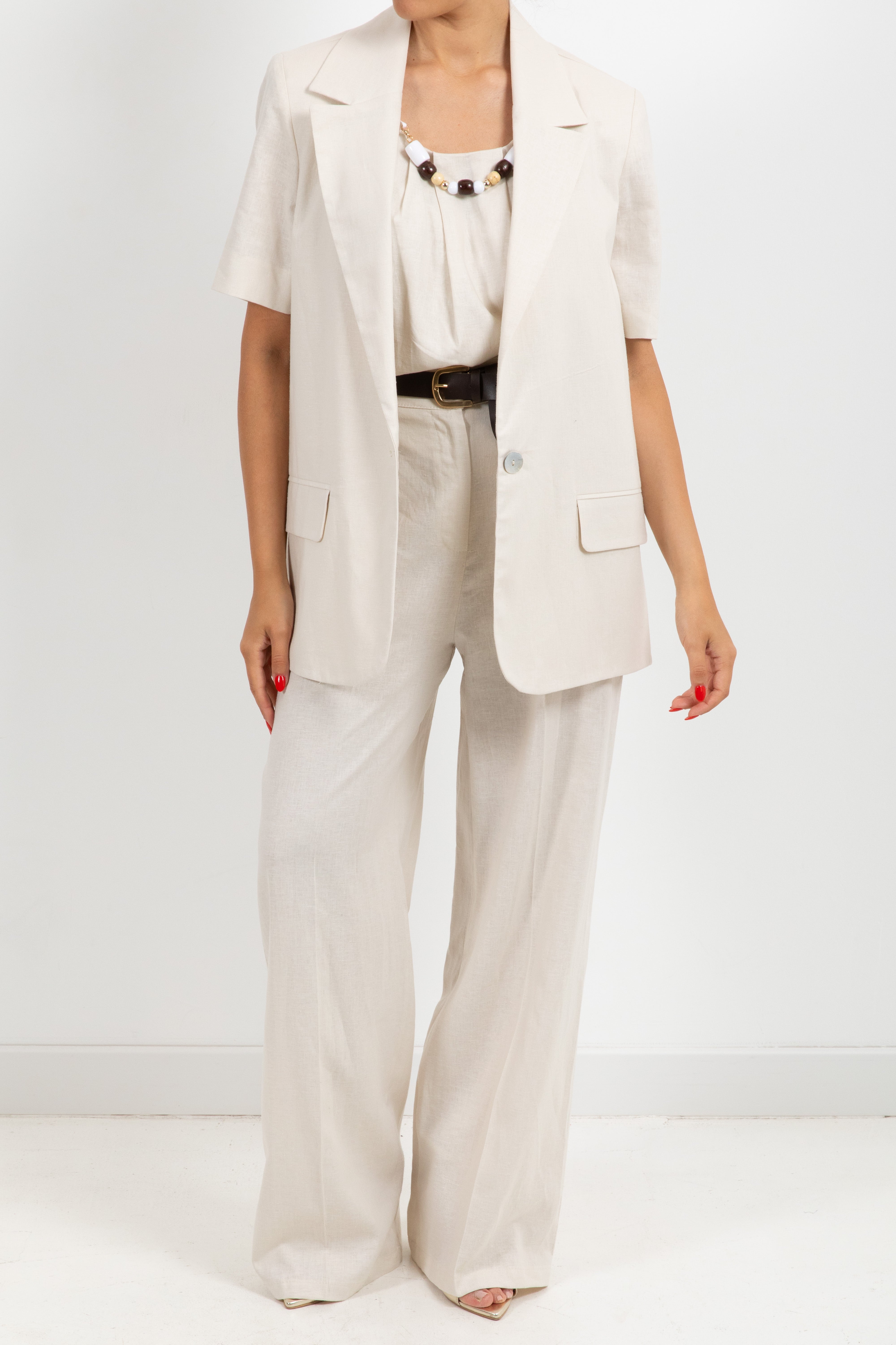 Pantalone in lino e viscosa con elastico Susy Mix