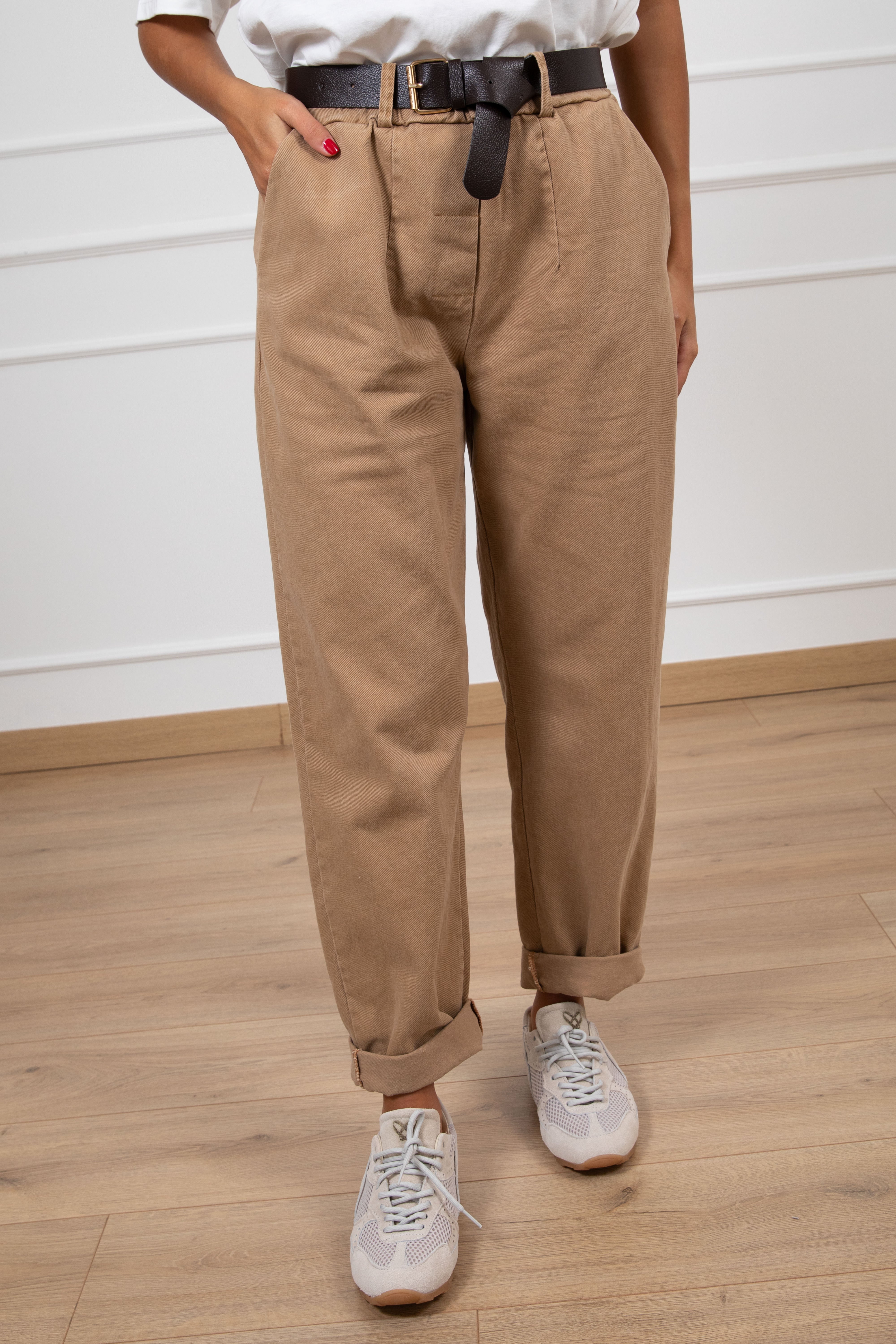 Pantalone bull denim carrot-fit con elastico Susy Mix