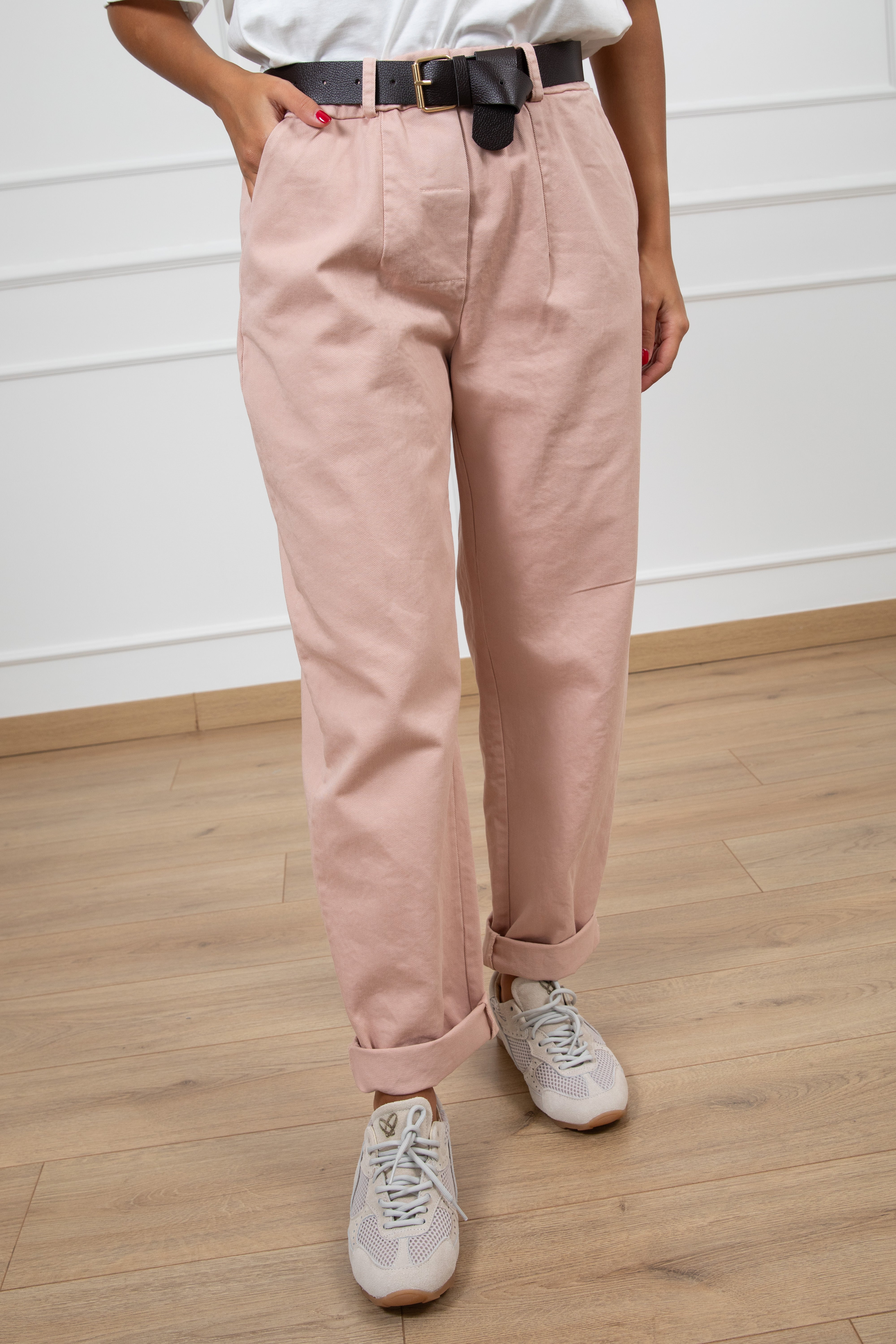 Pantalone bull denim carrot-fit con elastico Susy Mix