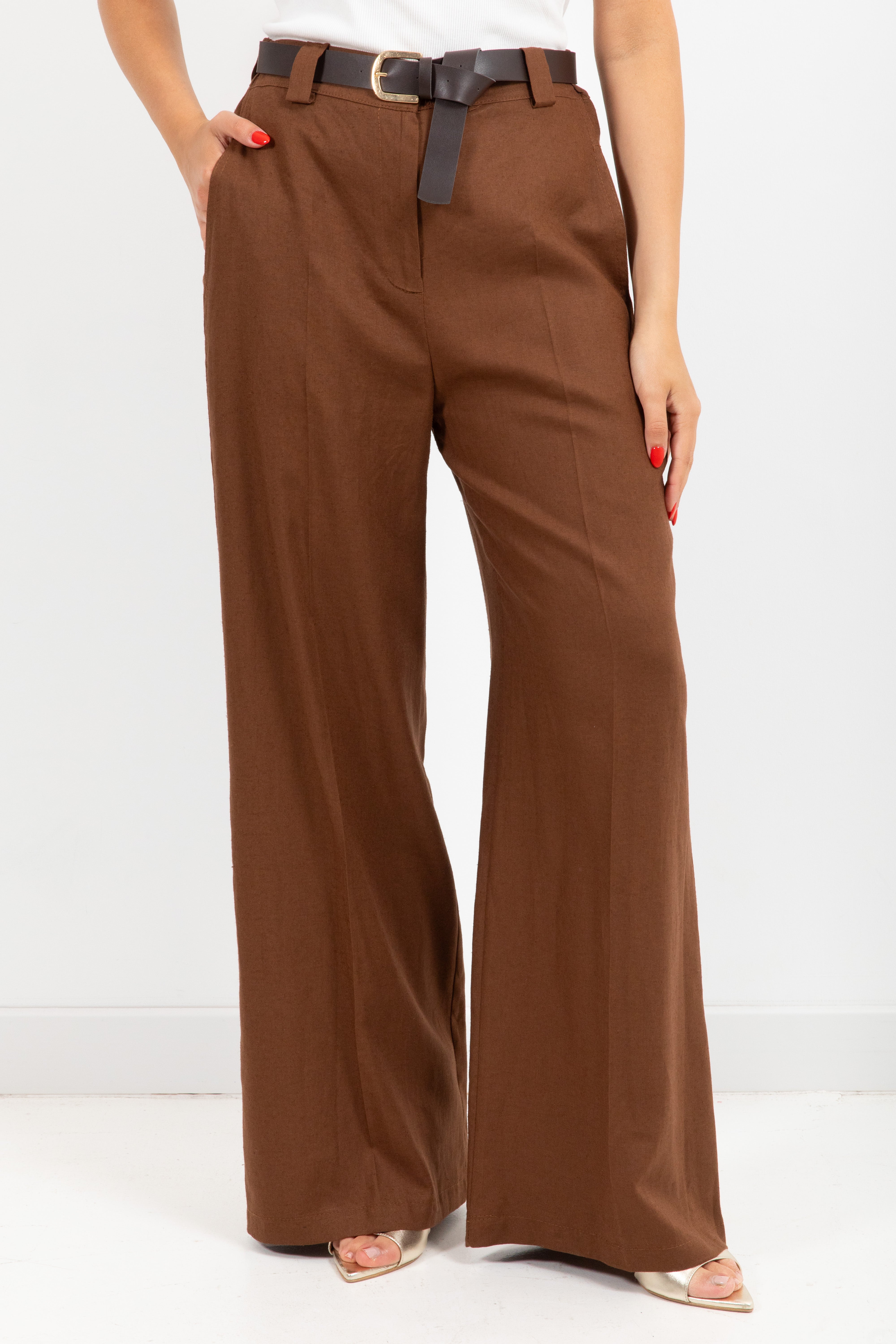 Pantalone in lino e viscosa con elastico Susy Mix
