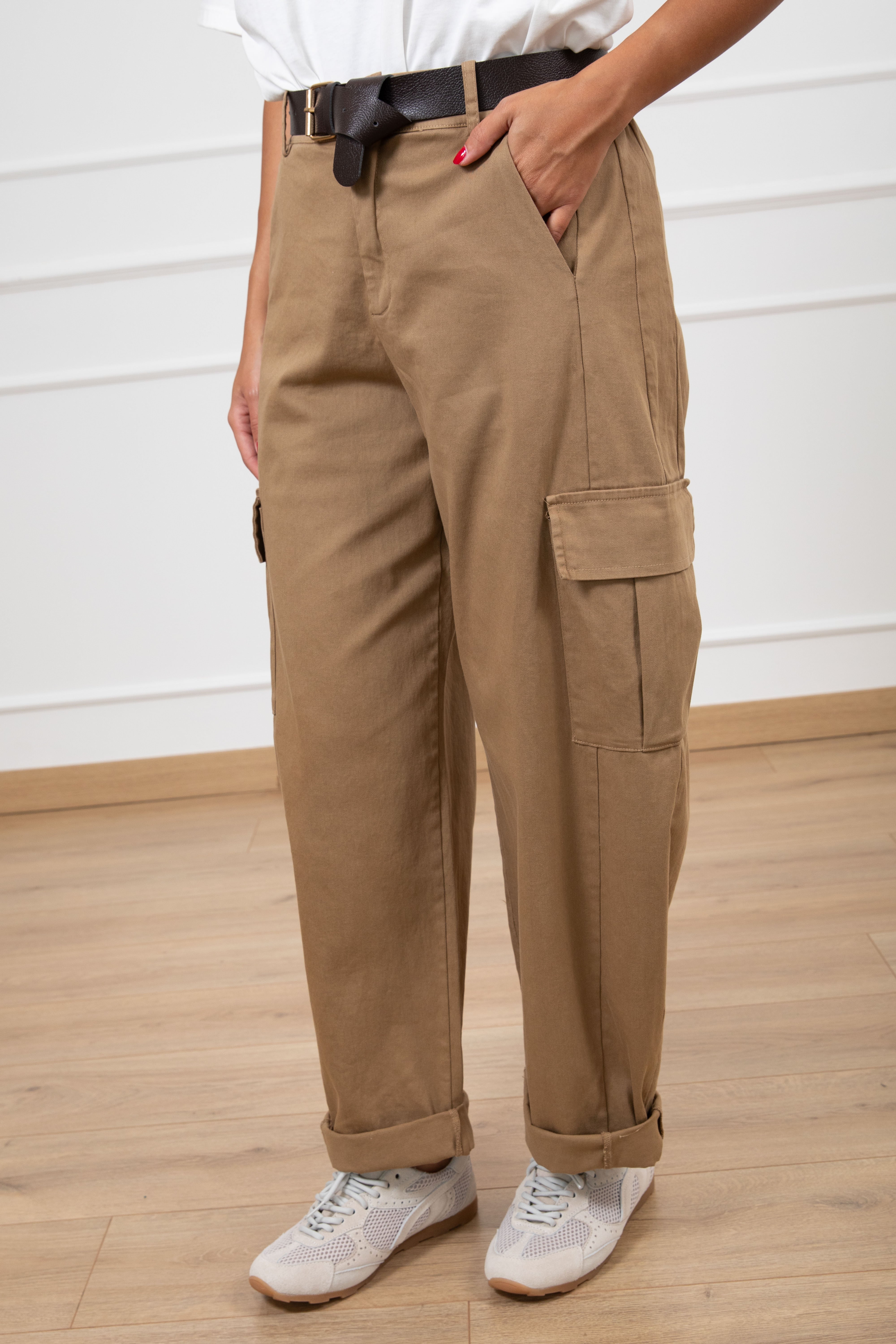 Pantalone cargo in gabardina con elastico Susy Mix