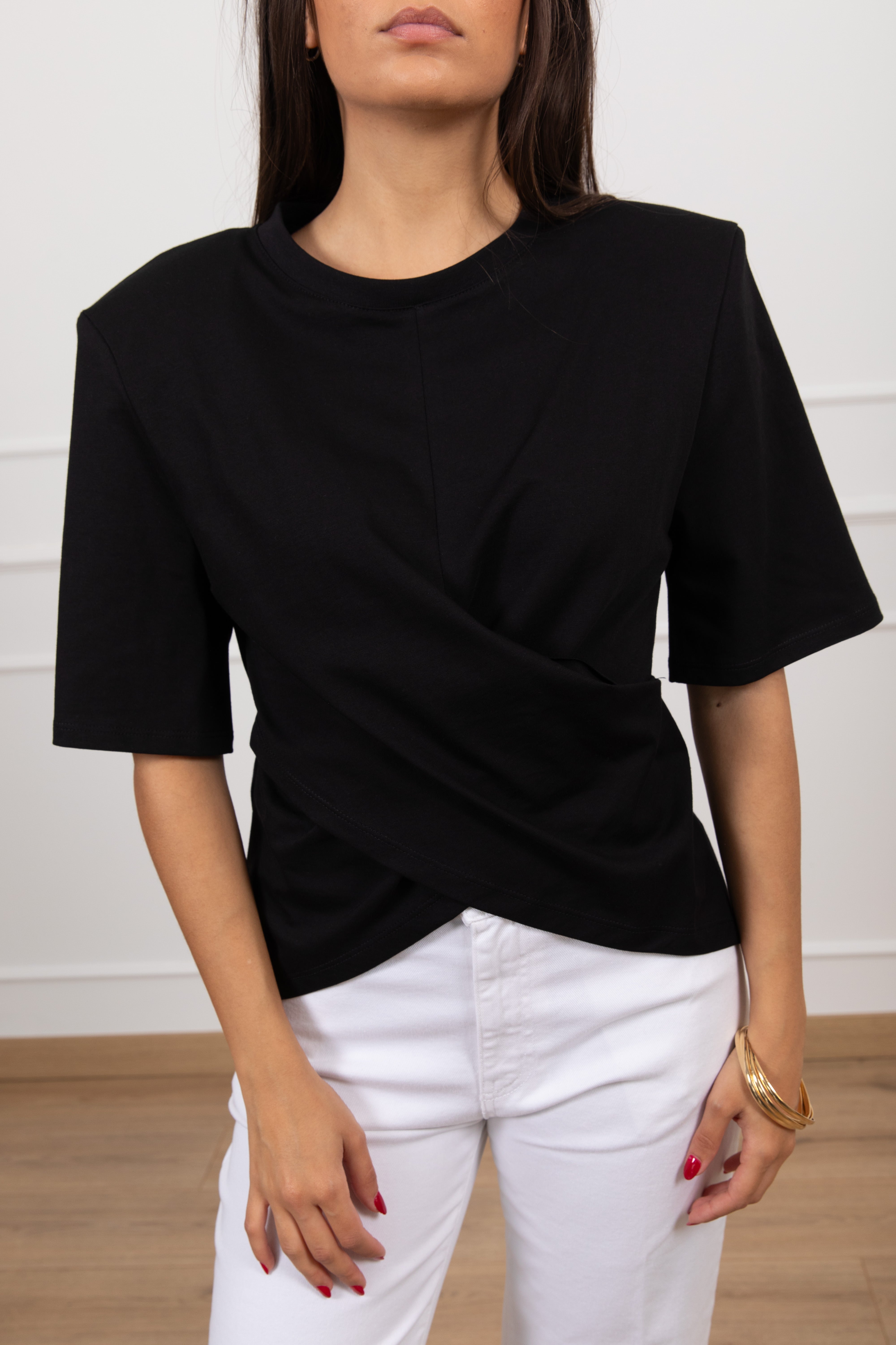 T-shirt con incrocio e spallina imbottita ViCOLO