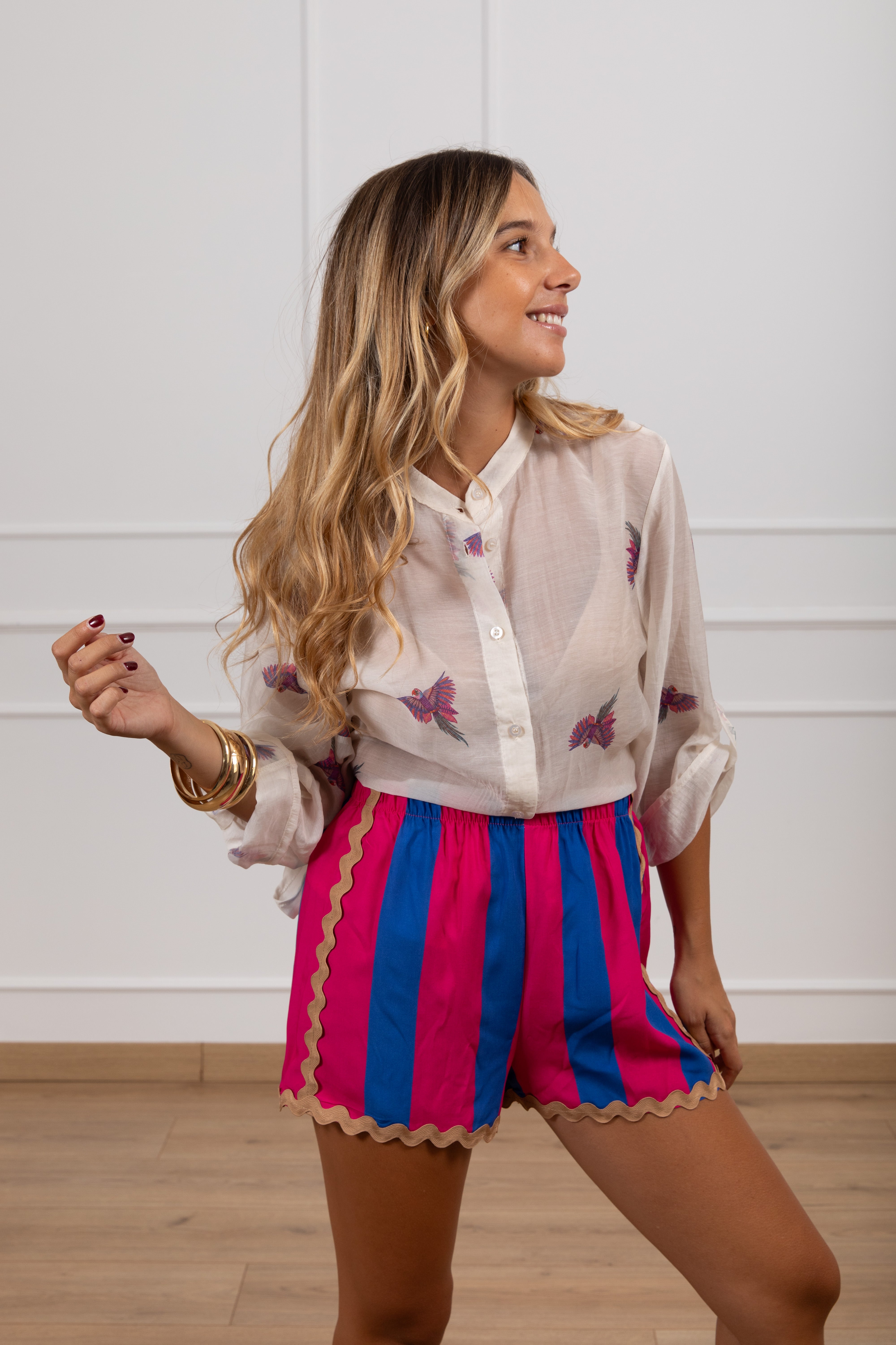 Shorts a righe con passamaneria Haveone