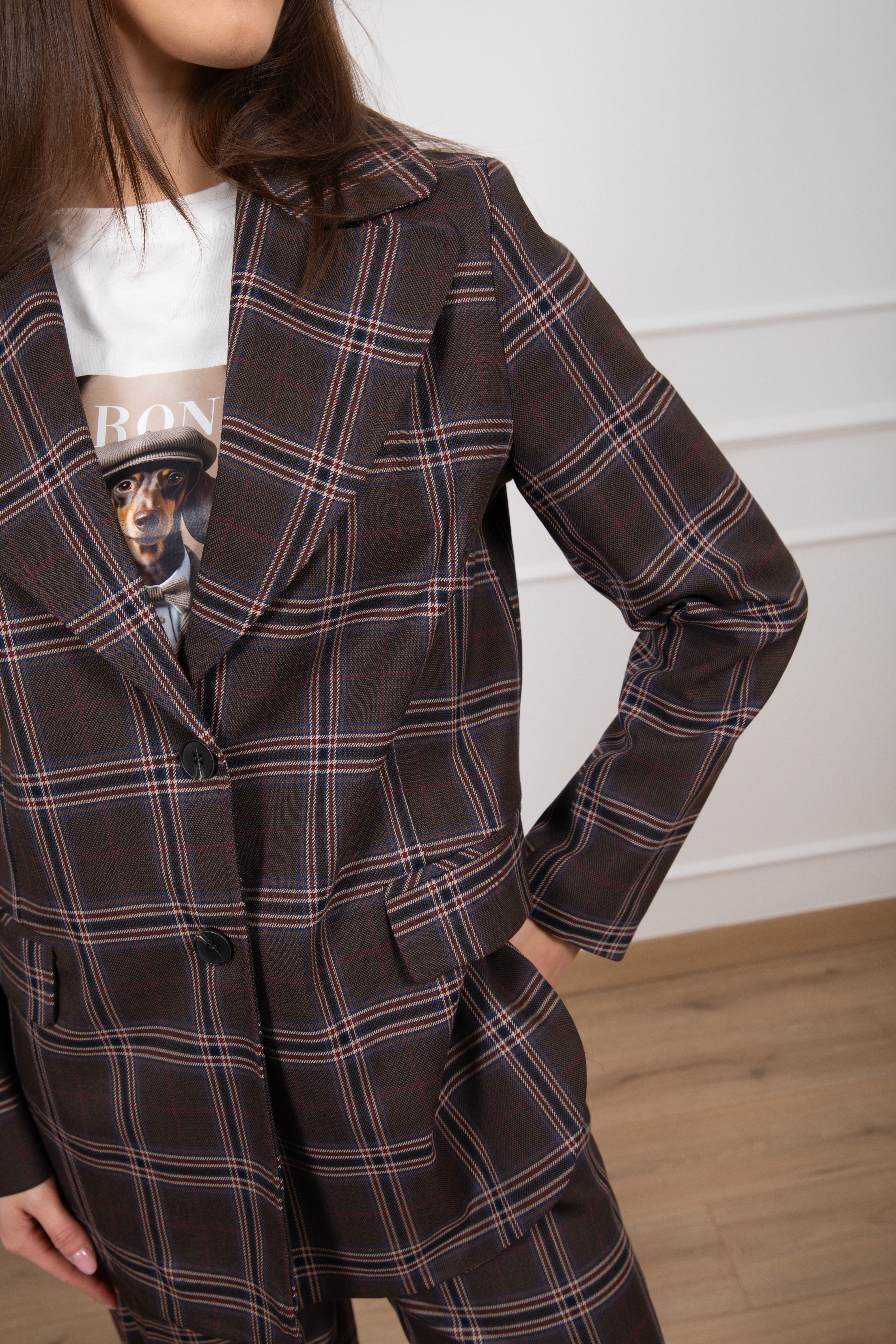 Giacca check blu Susy Mix