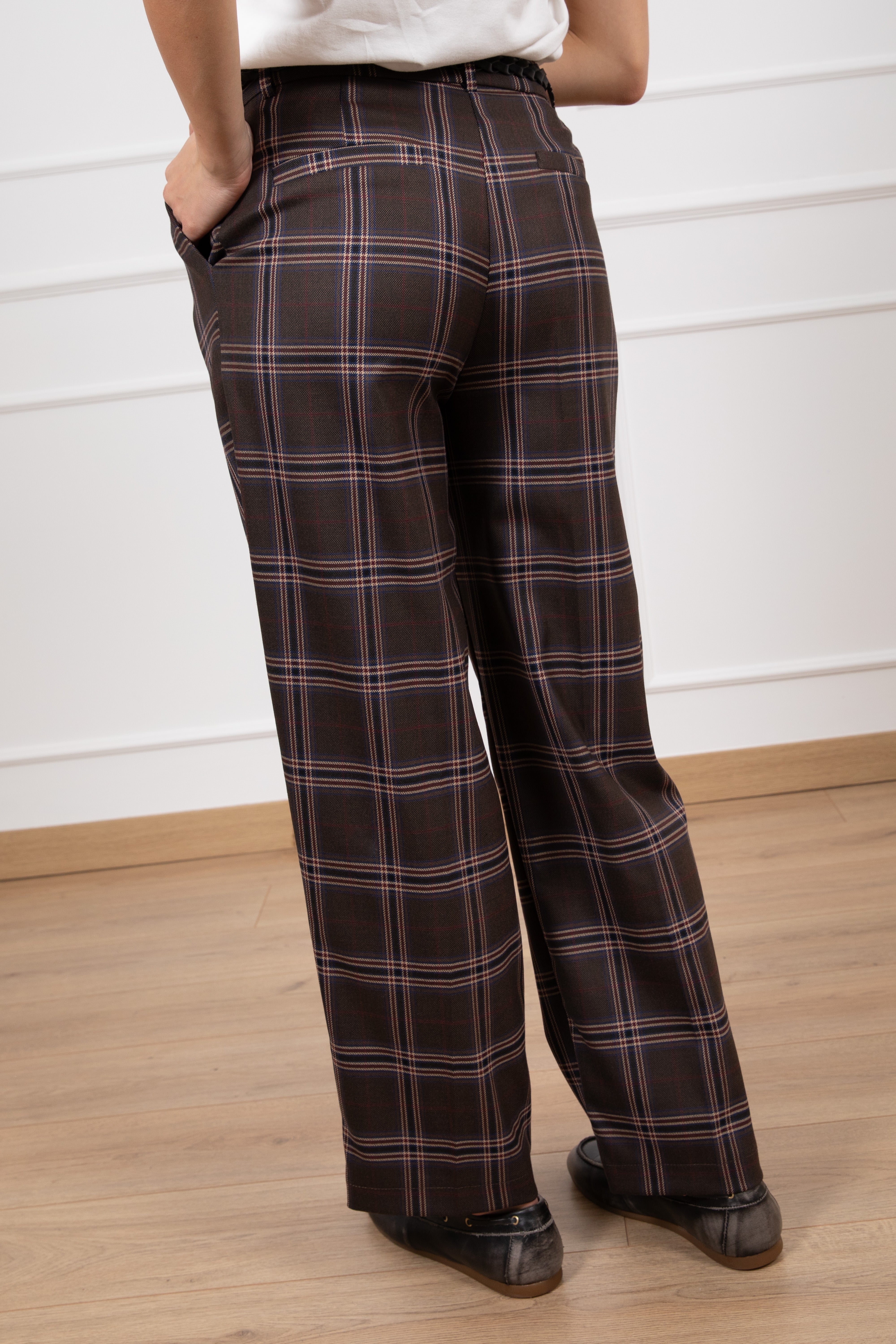 Pantalone carrot-fit check blu Susy Mix