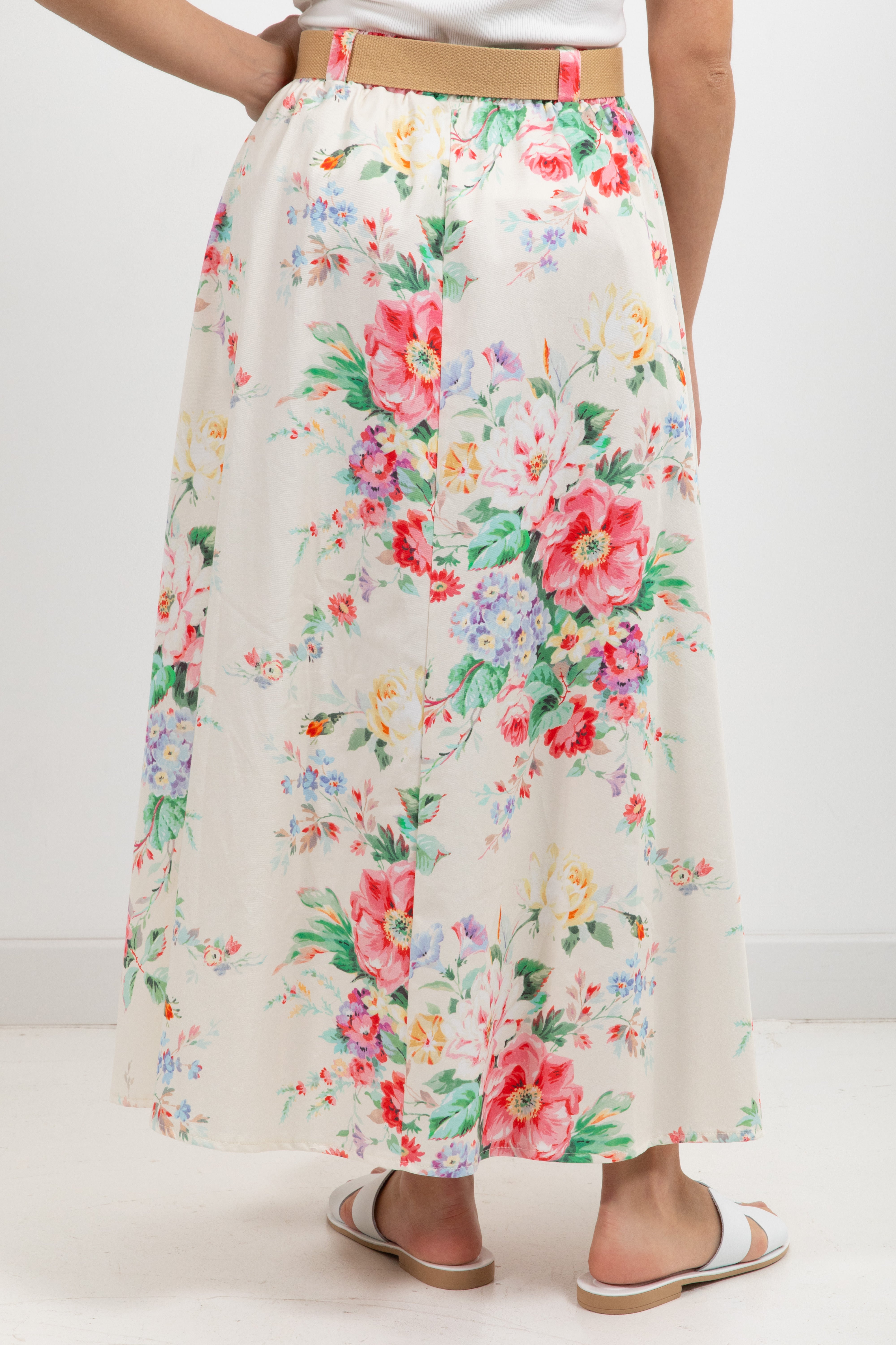 Coordinato gilet e gonna lunga fantasia flowers in cotone Susy Mix