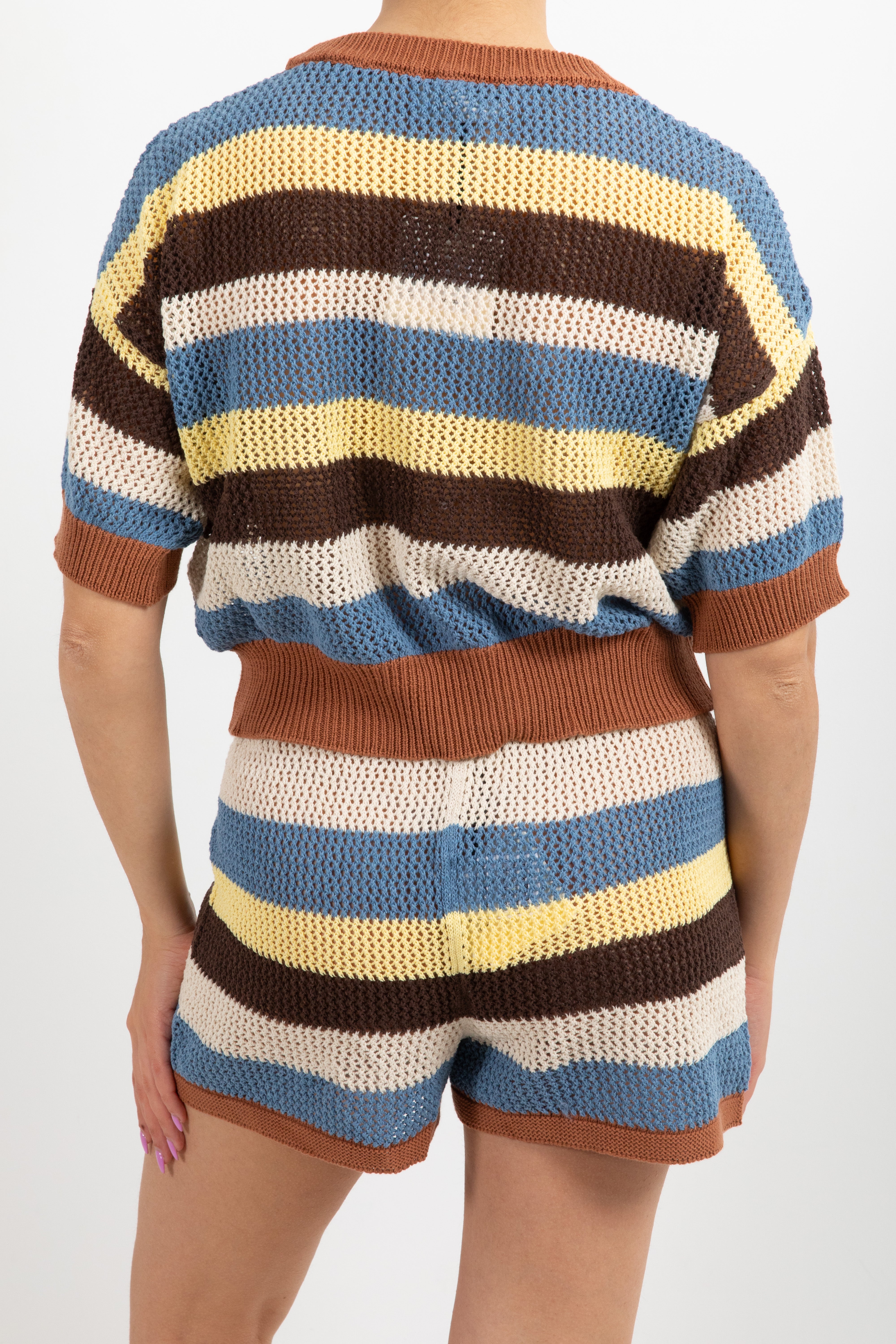 T-shirt crochet a righe multicolor ViCOLO