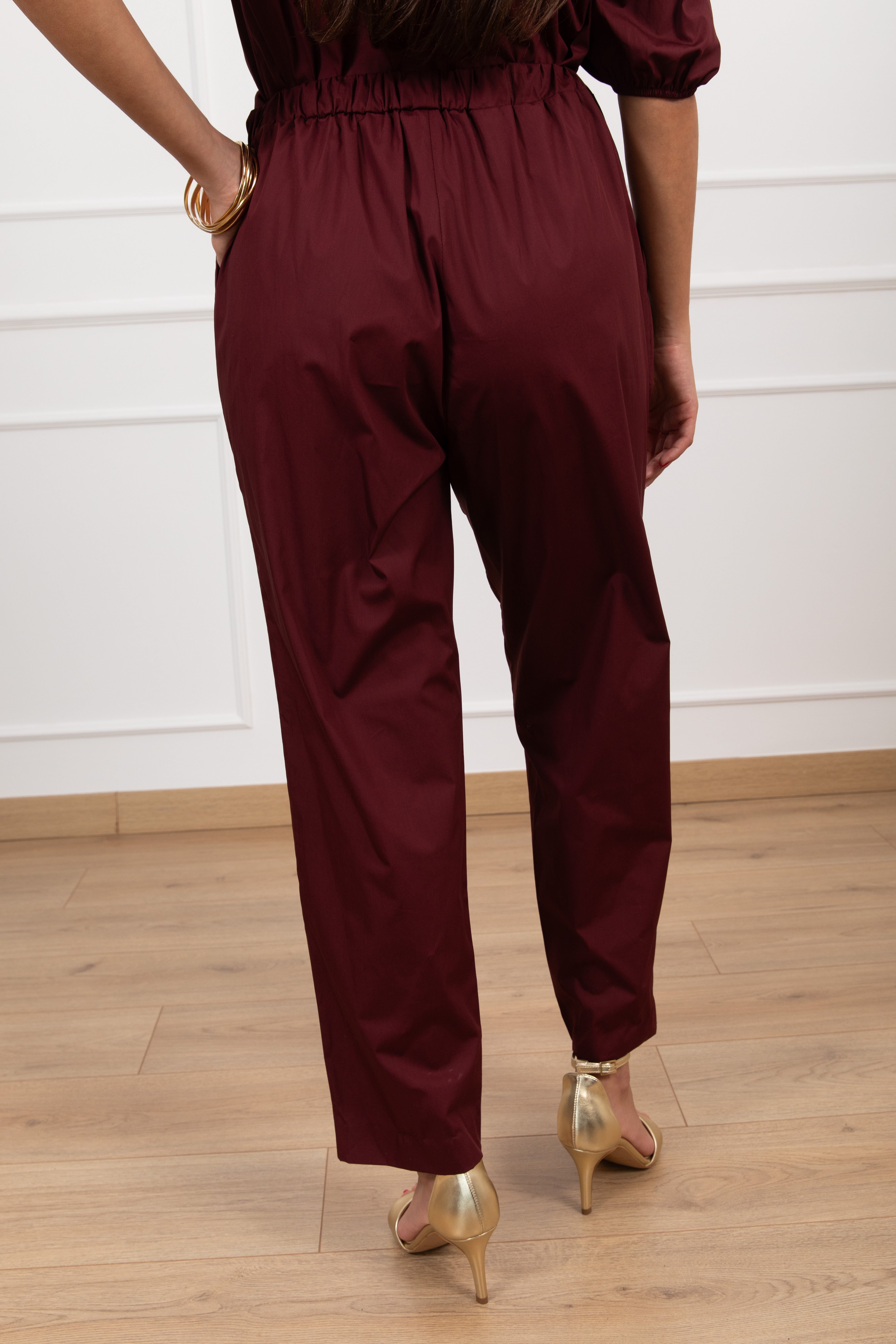 Pantalone a sigaretta in cotone con elastico Motel