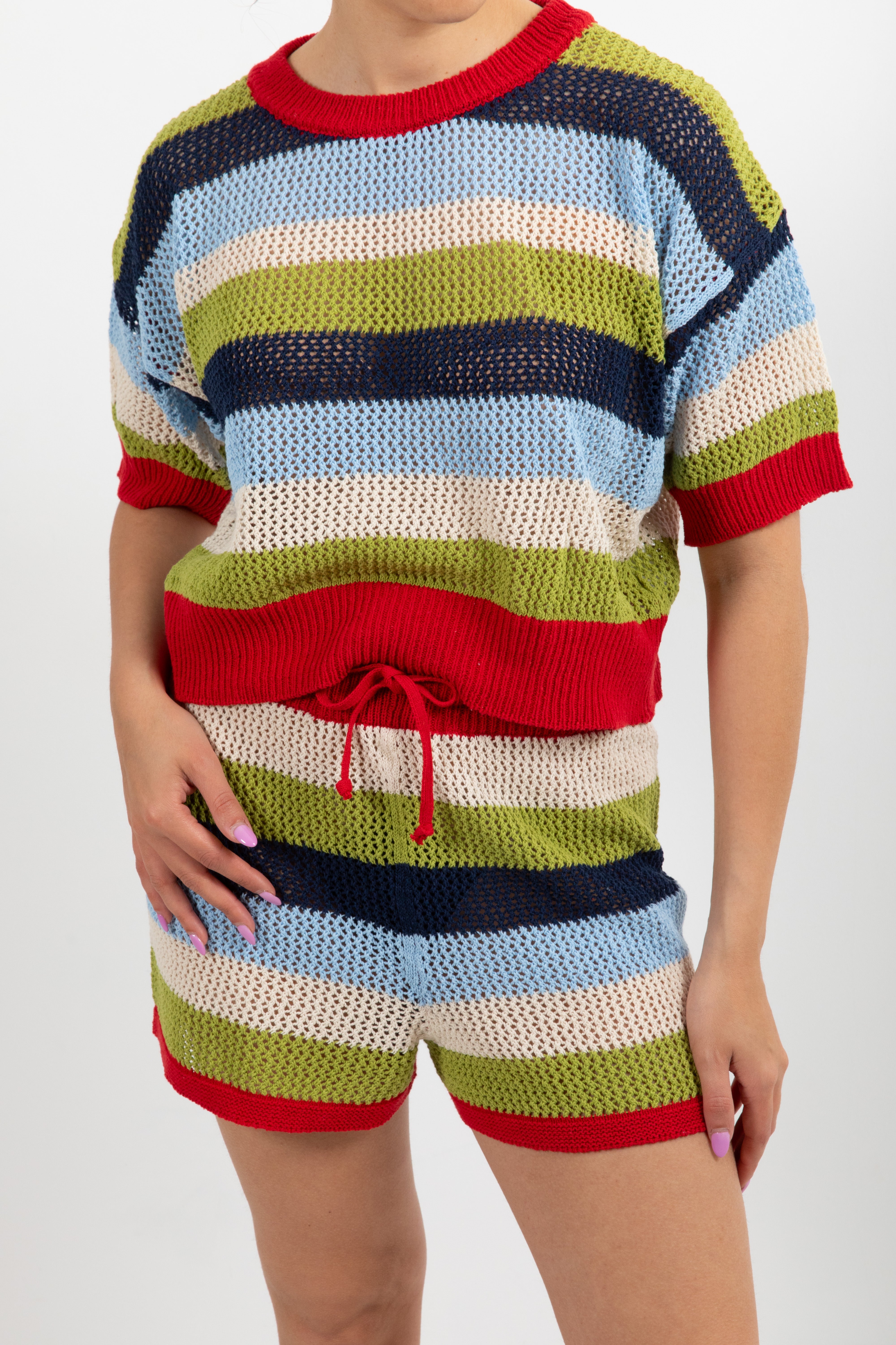 T-shirt crochet a righe multicolor ViCOLO