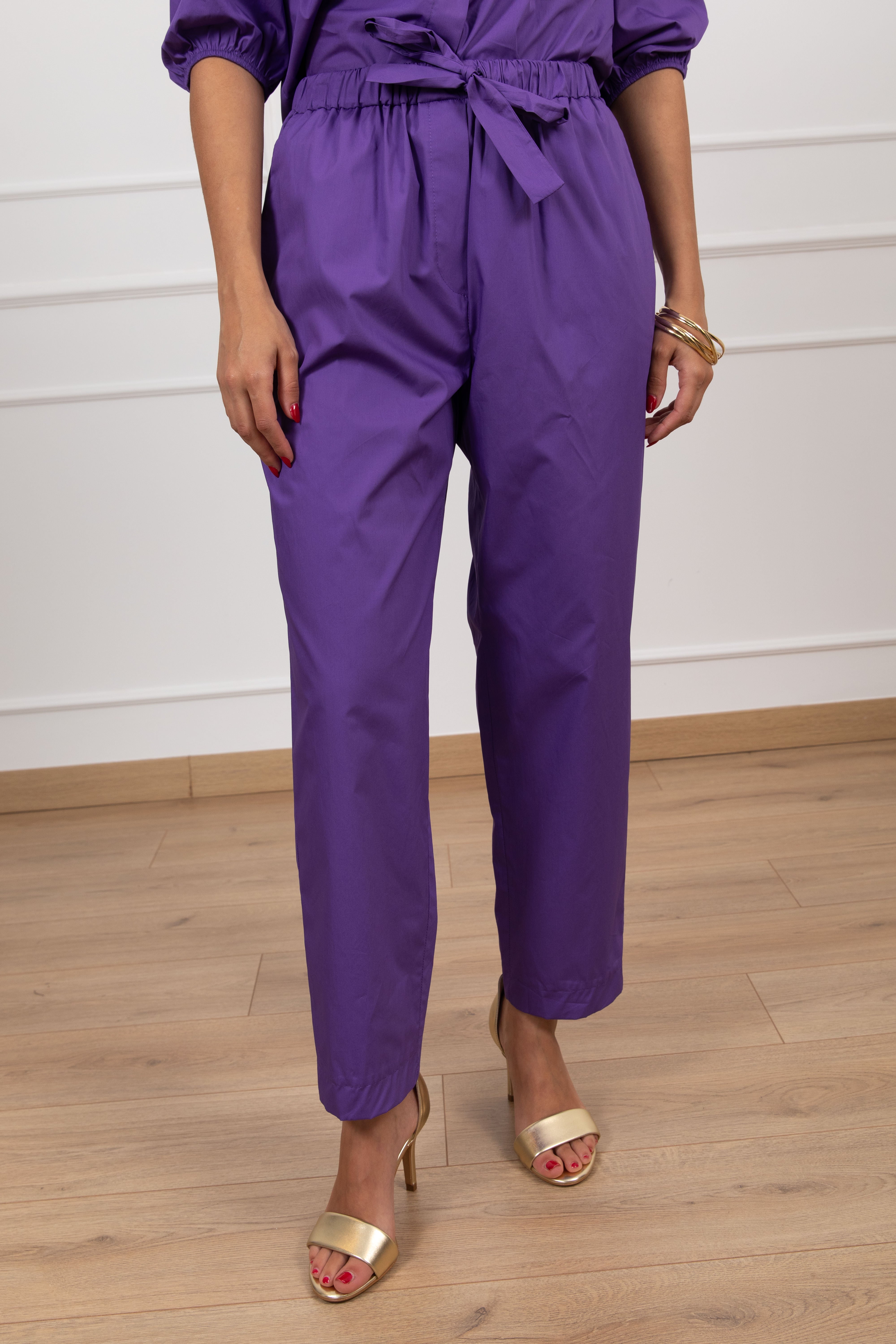 Pantalone a sigaretta in cotone con elastico Motel