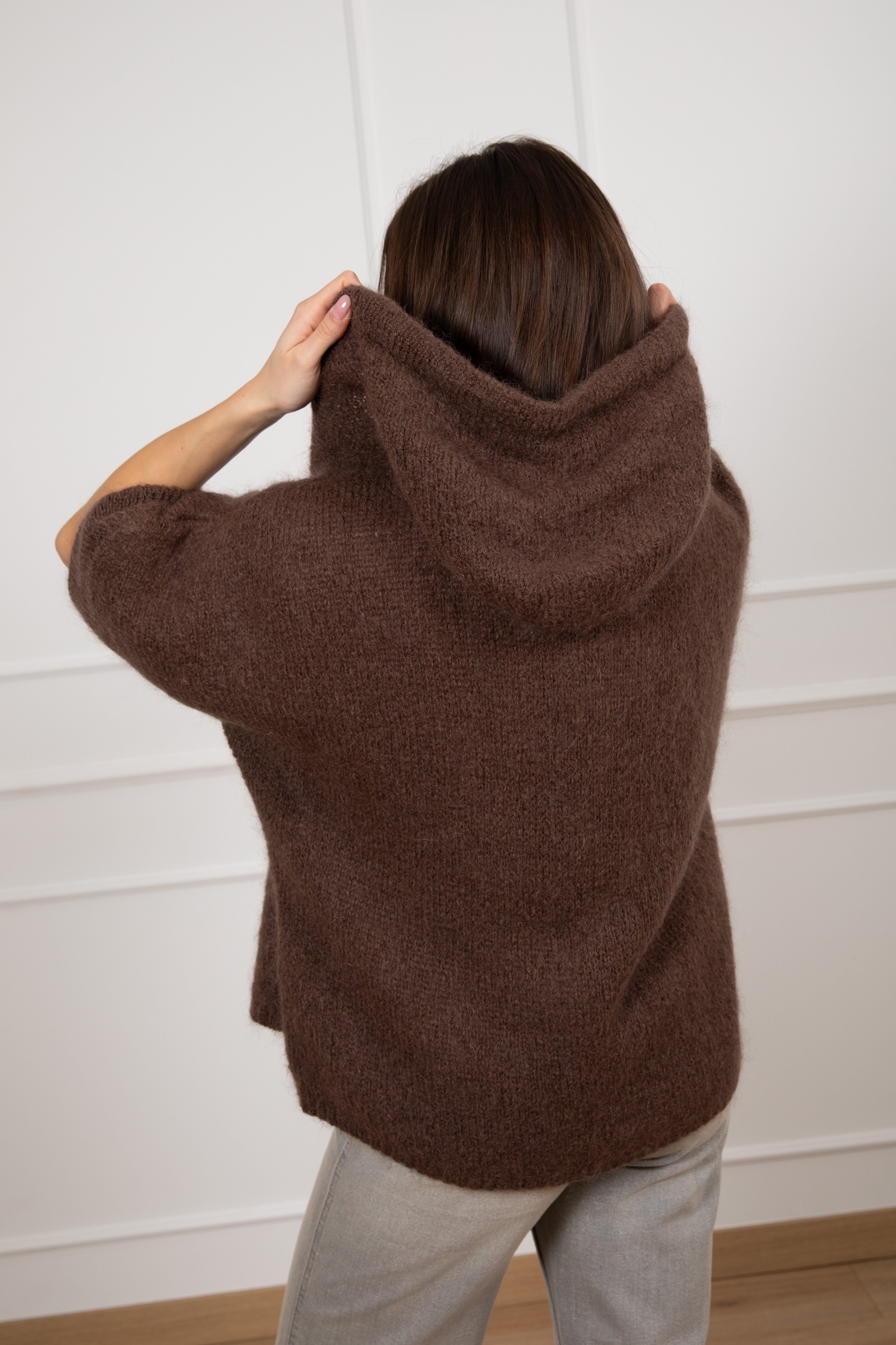 Pull in mohair con zip e cappuccio Dixie