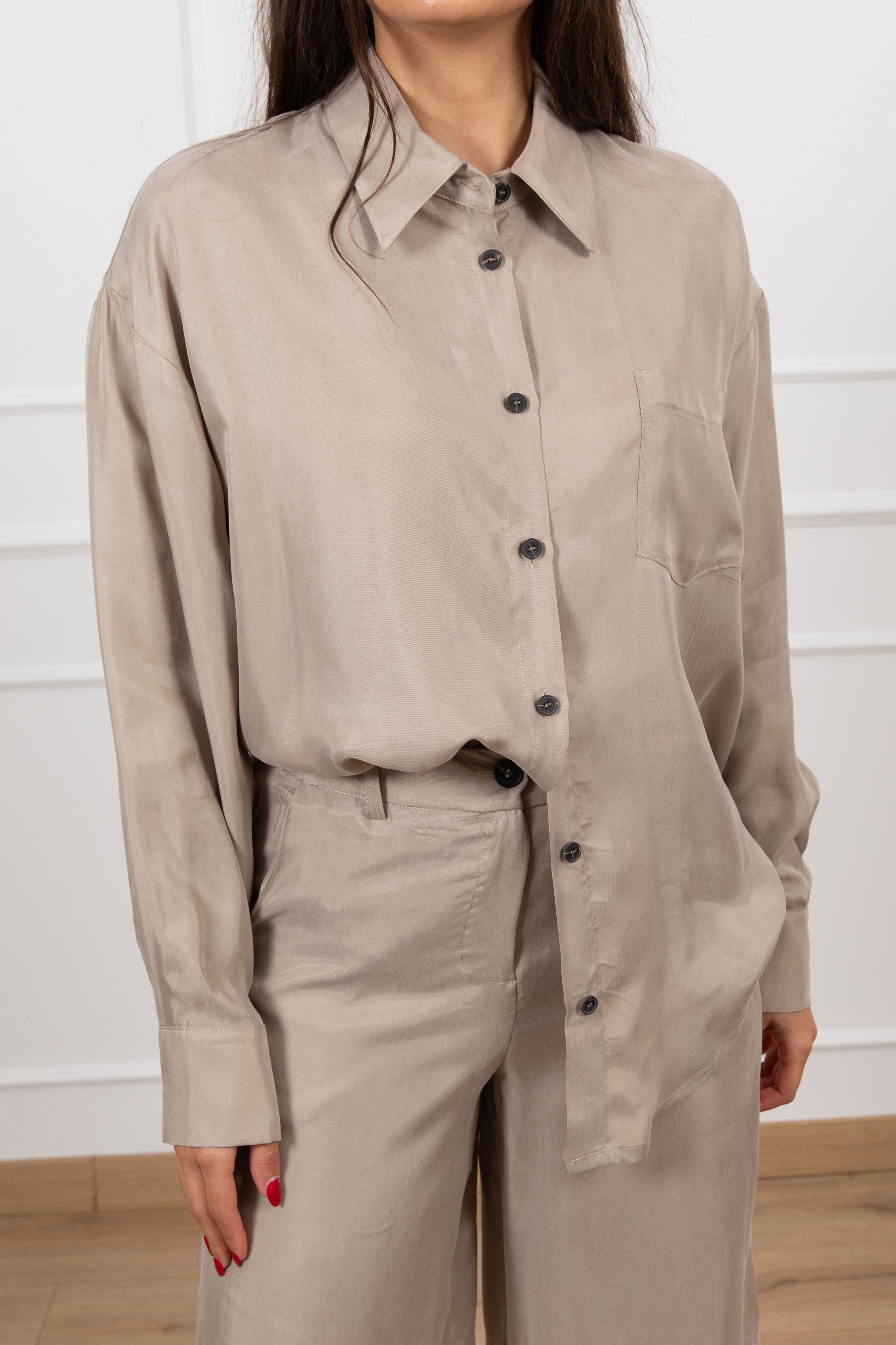 Camicia in cupro con tasca Tensione IN