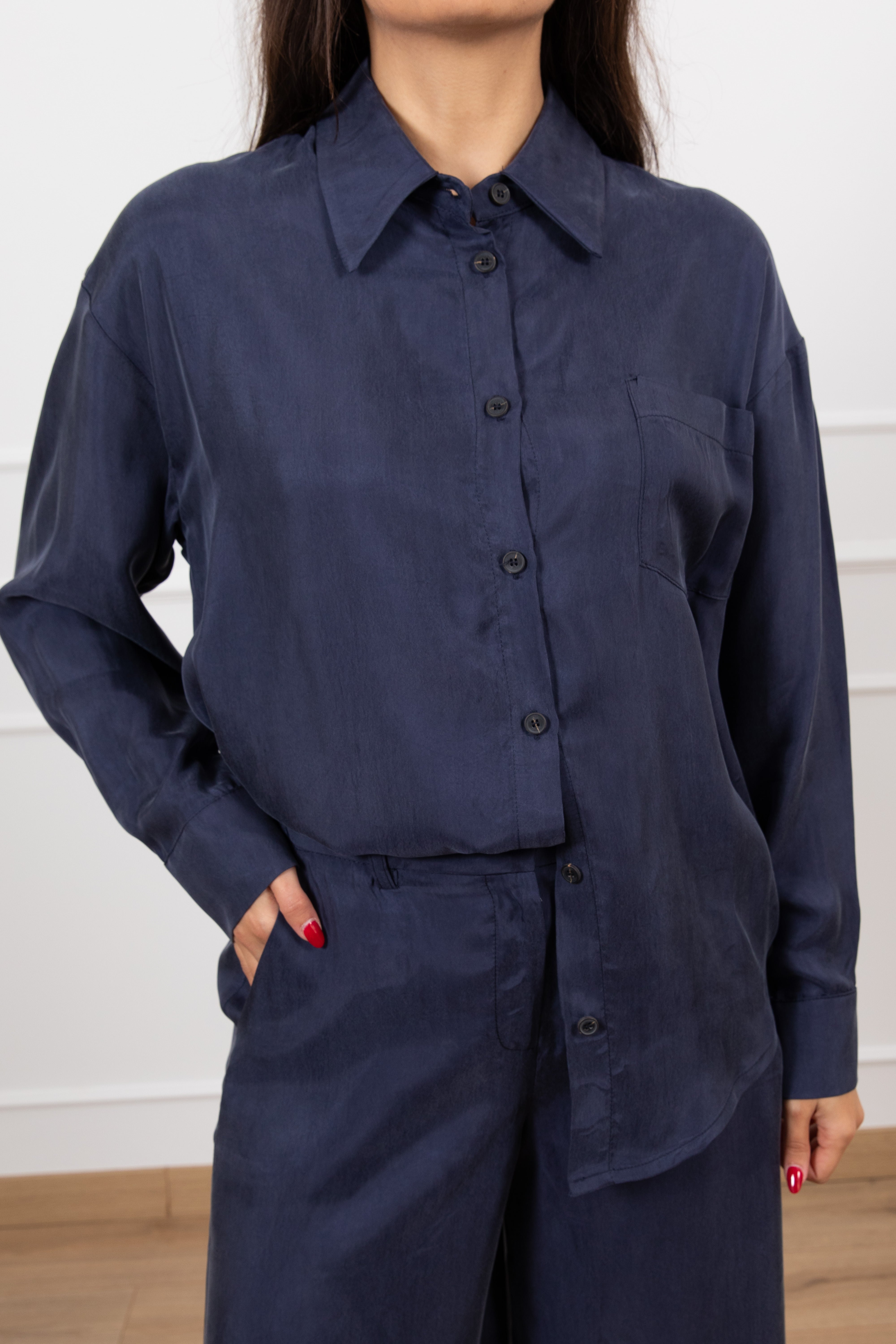 Camicia in cupro con tasca Tensione IN
