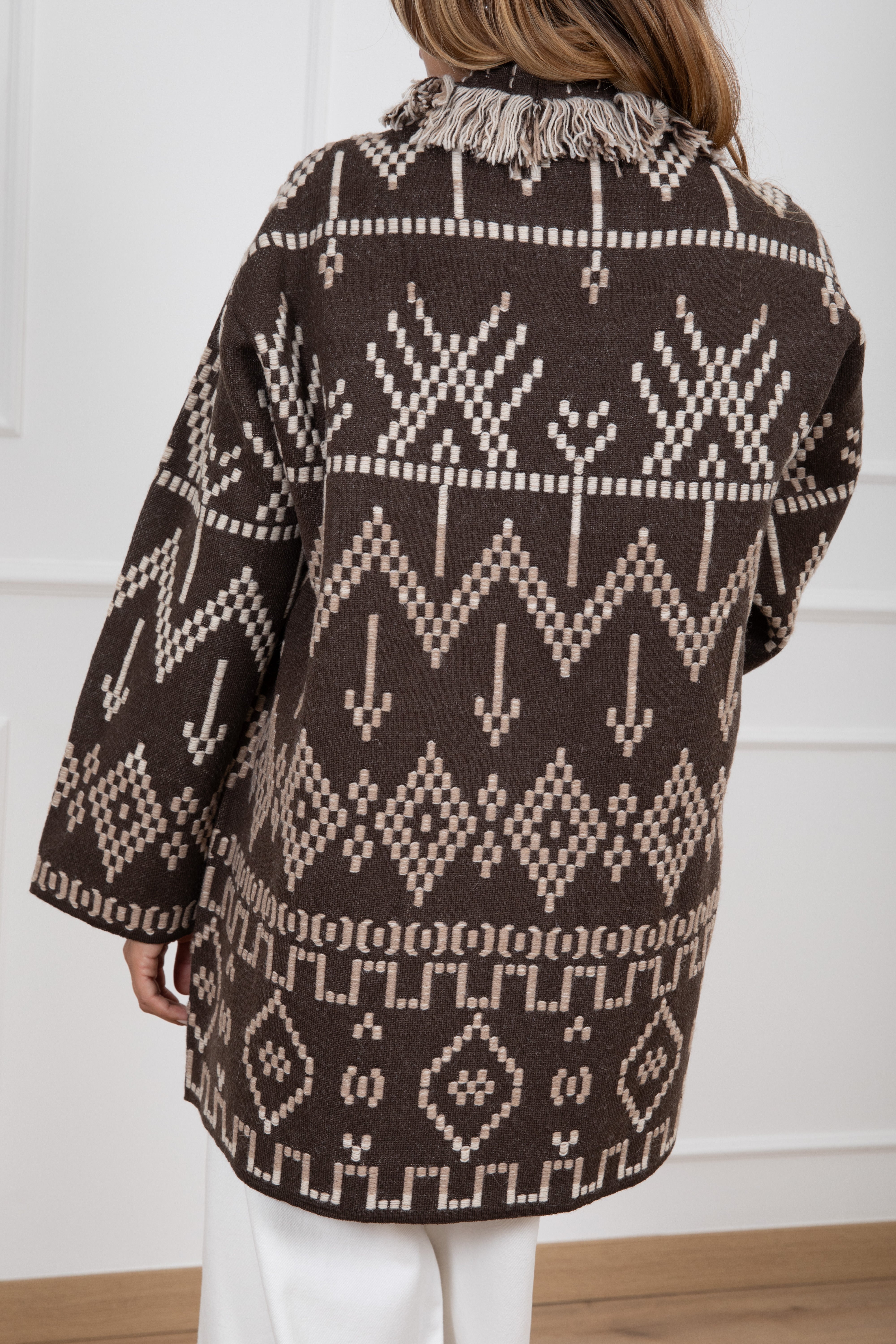 Maxi-cardigan con ricamo ikat Tensione IN
