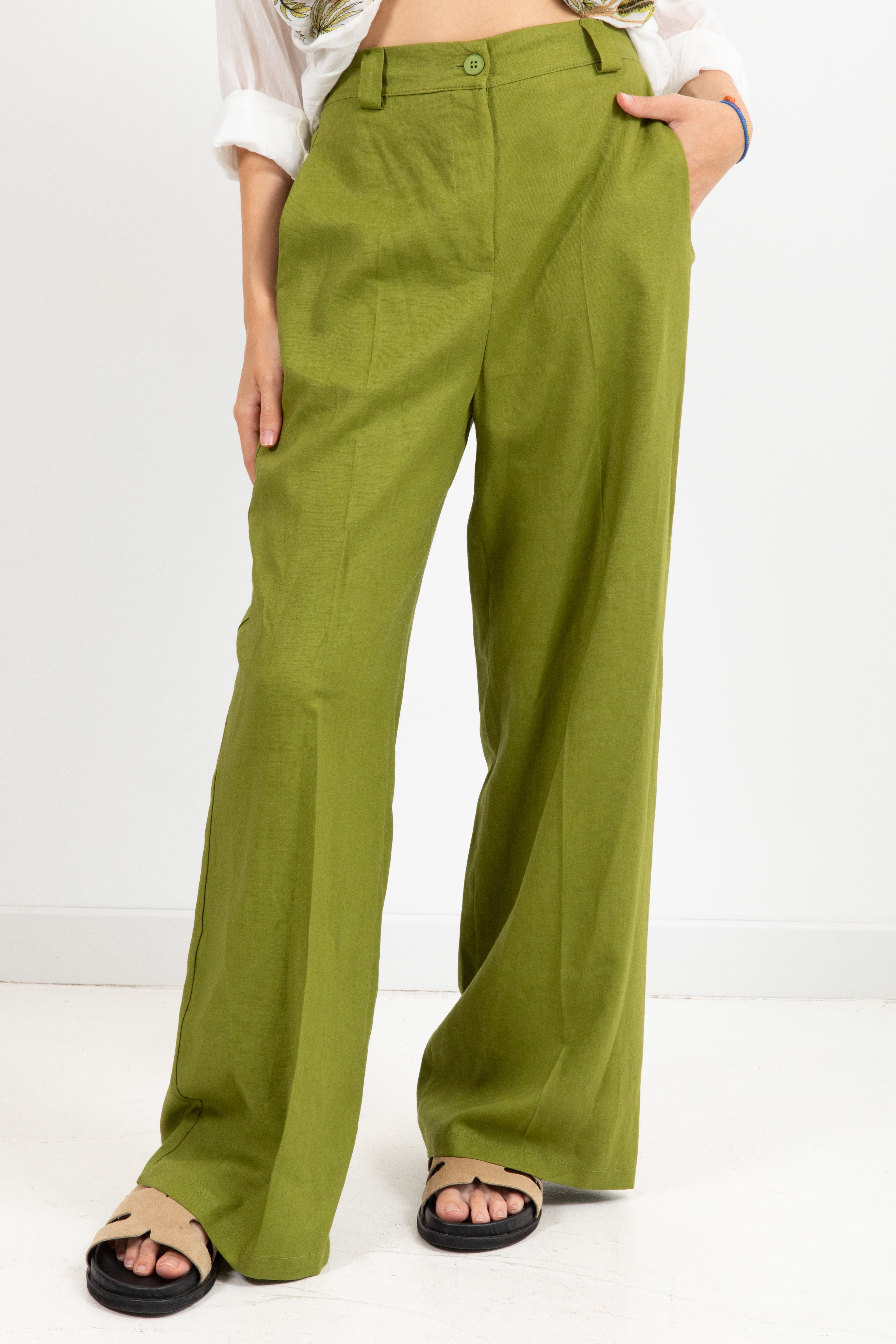 Pantalone in lino e viscosa con elastico Susy Mix