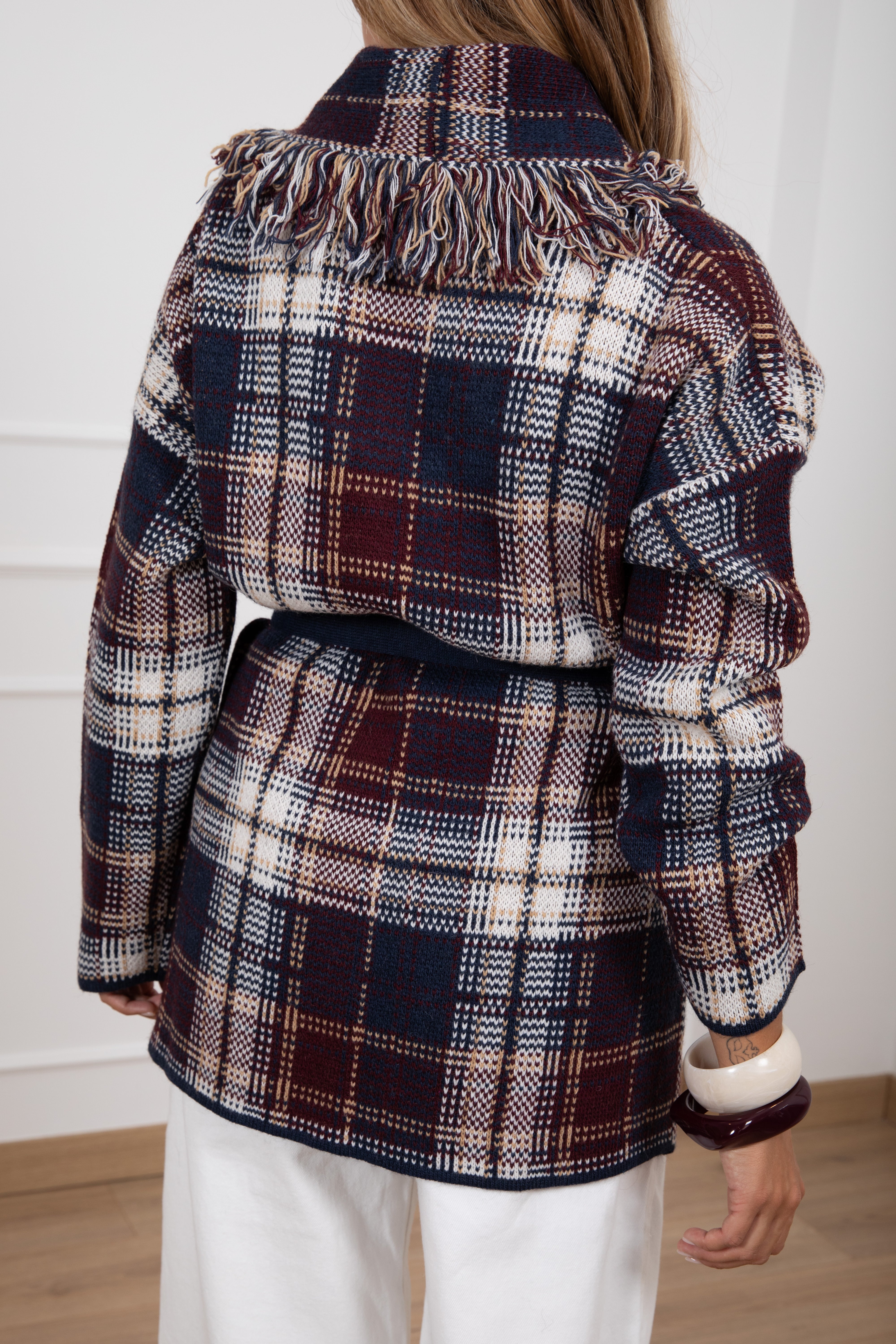 Maxi-cardigan fantasia check ViCOLO