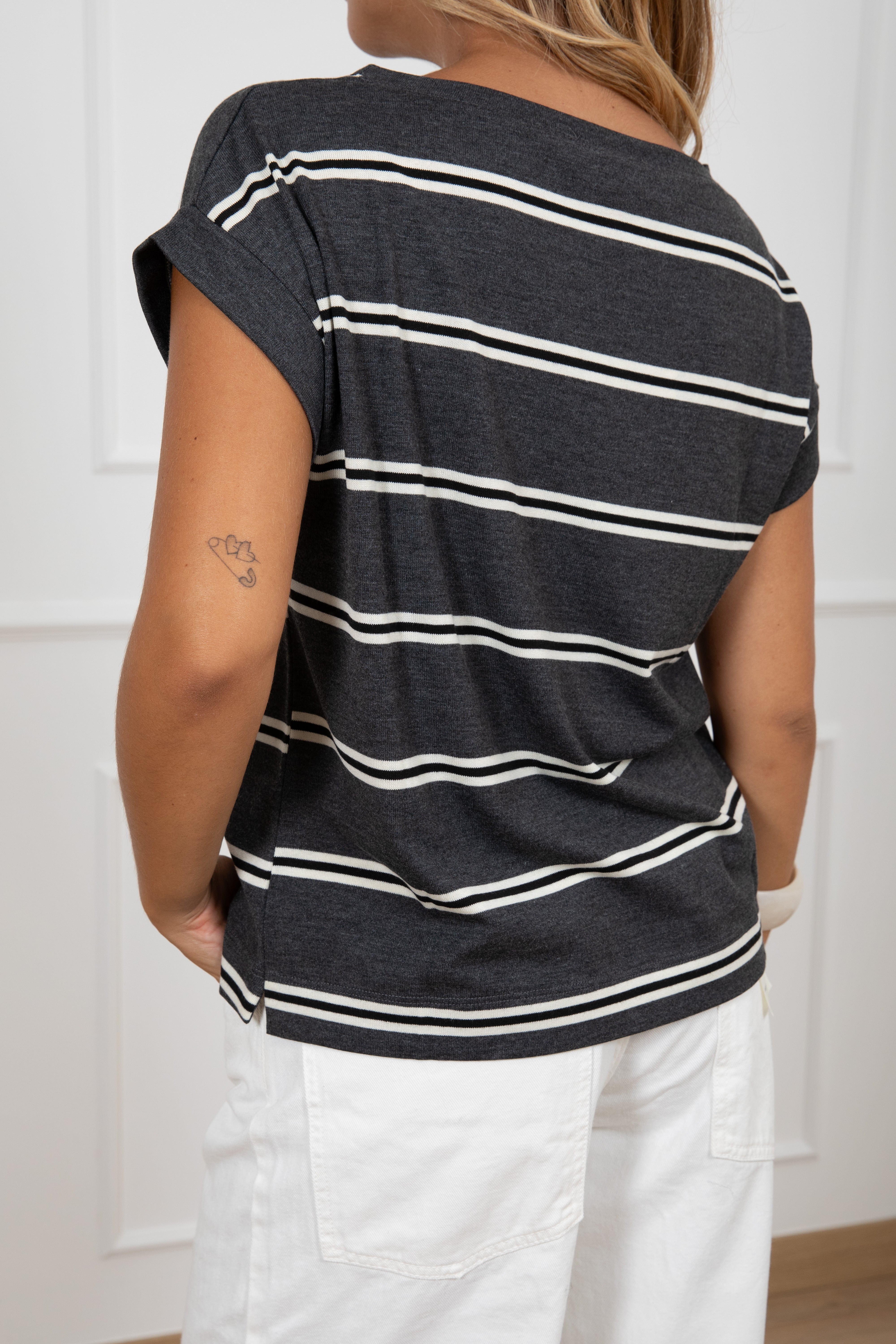 T-shirt in maglia a righe bi-color ViCOLO