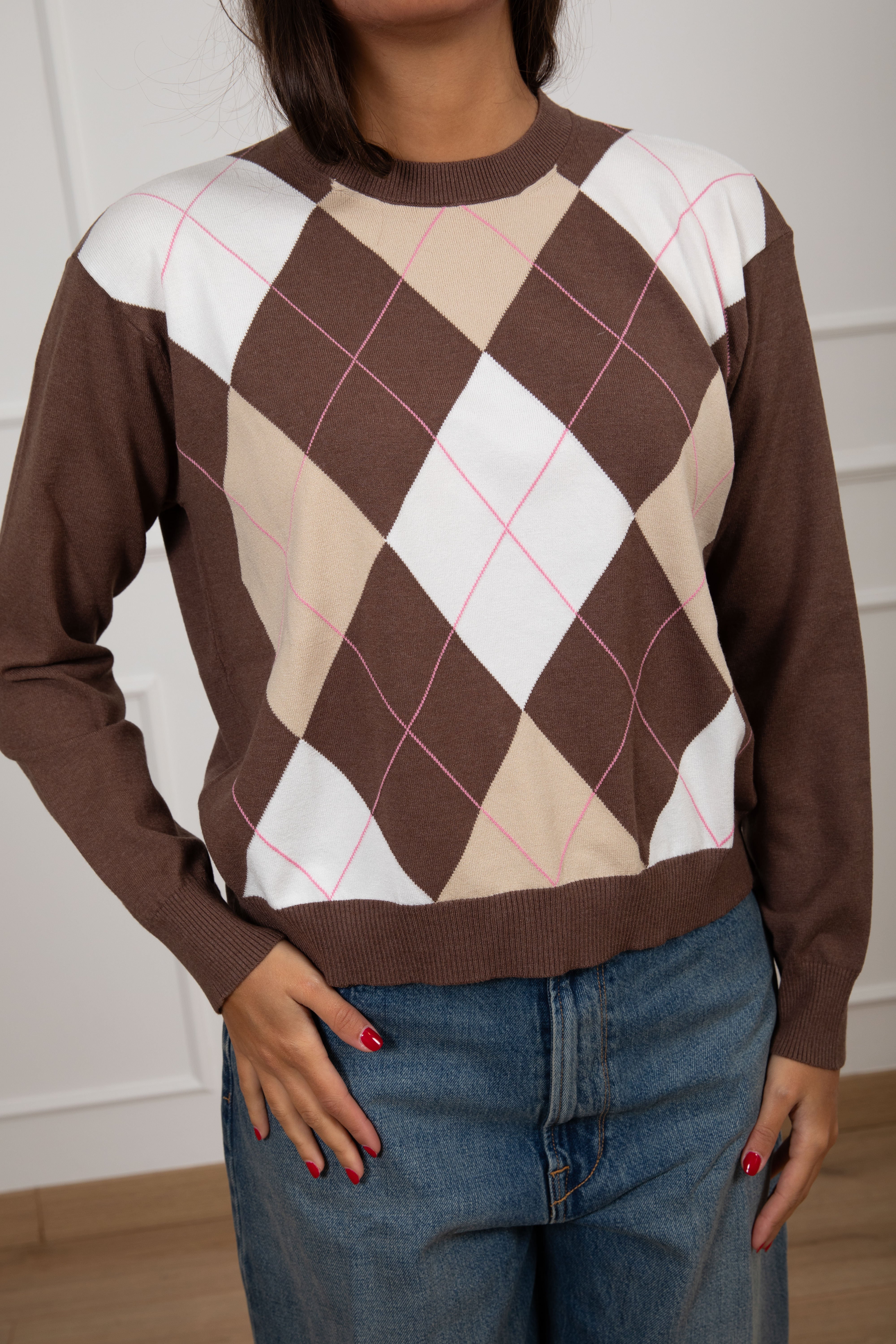 Pull girocollo a rombi in viscosa Motel