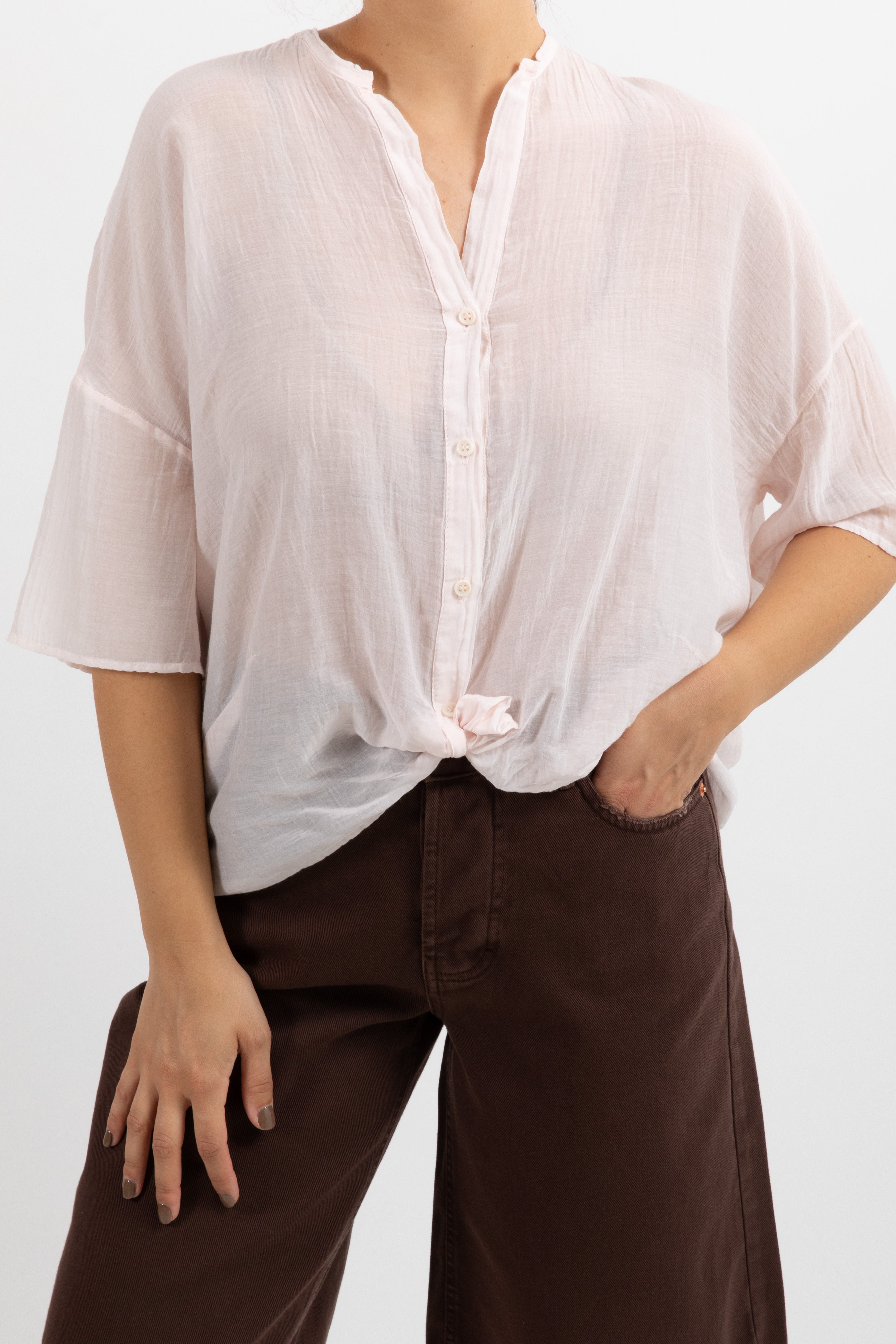 Camicia manica corta in cotone e seta ViCOLO