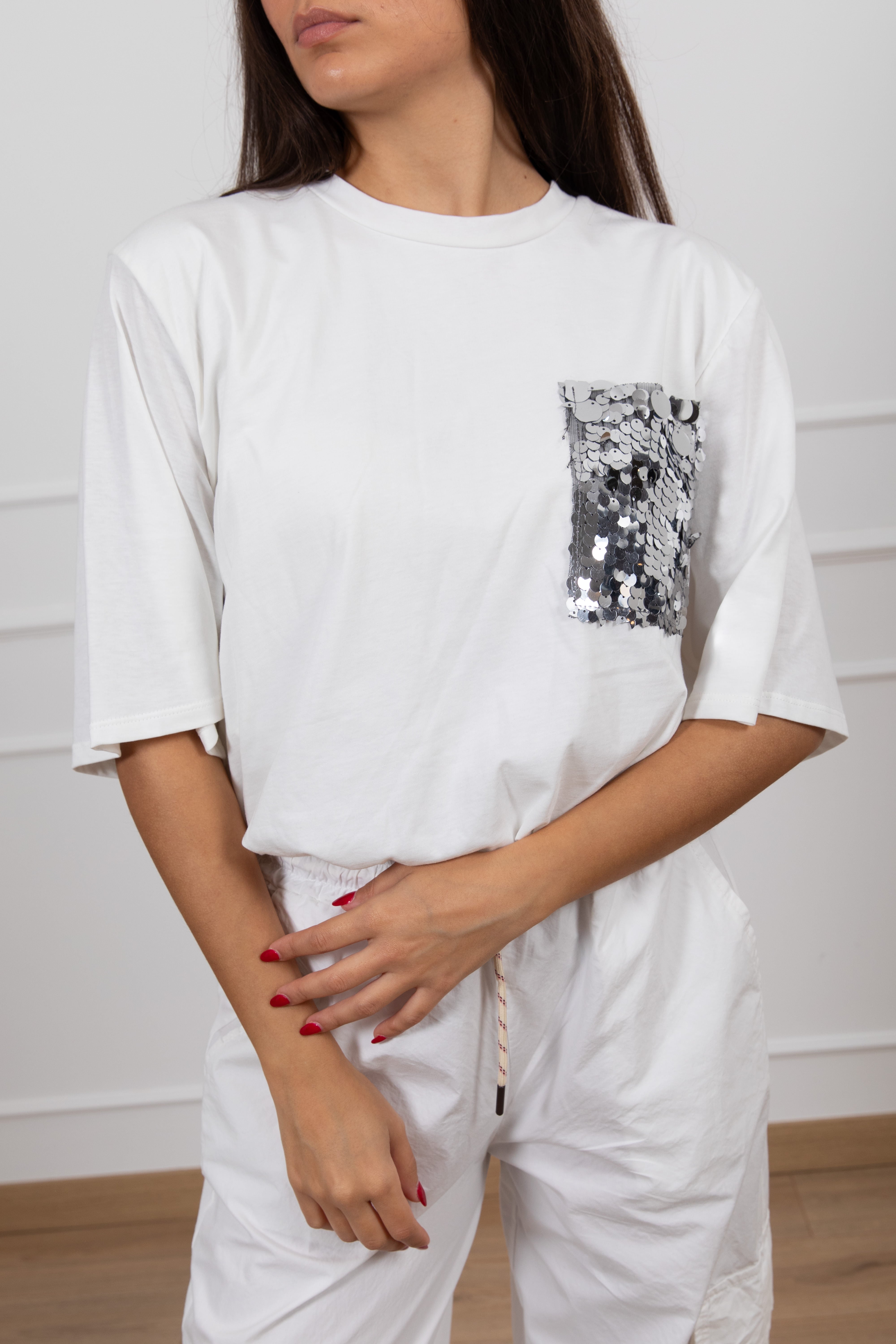 T-shirt a palloncino con tasca paillettes Motel
