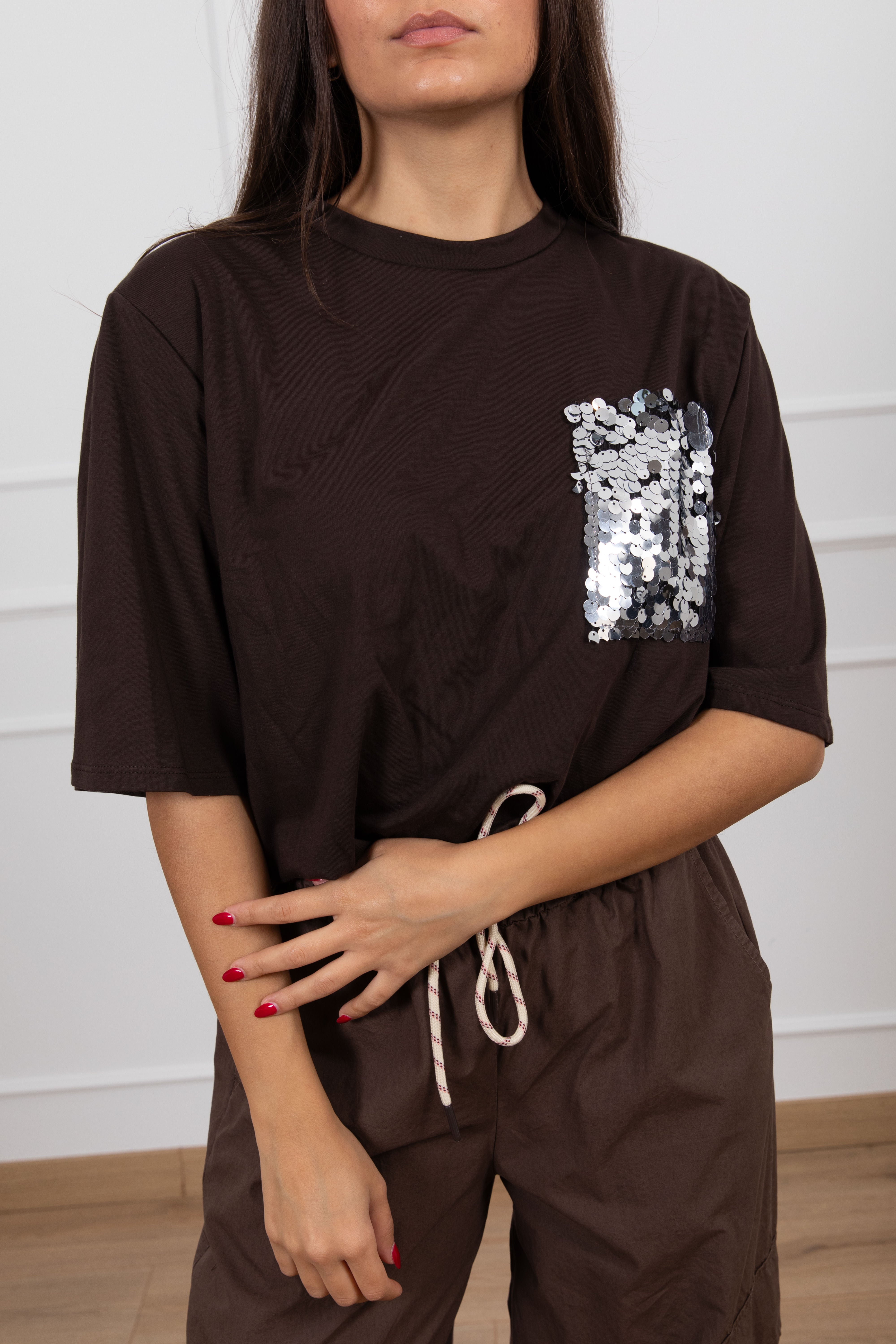 T-shirt a palloncino con tasca paillettes Motel