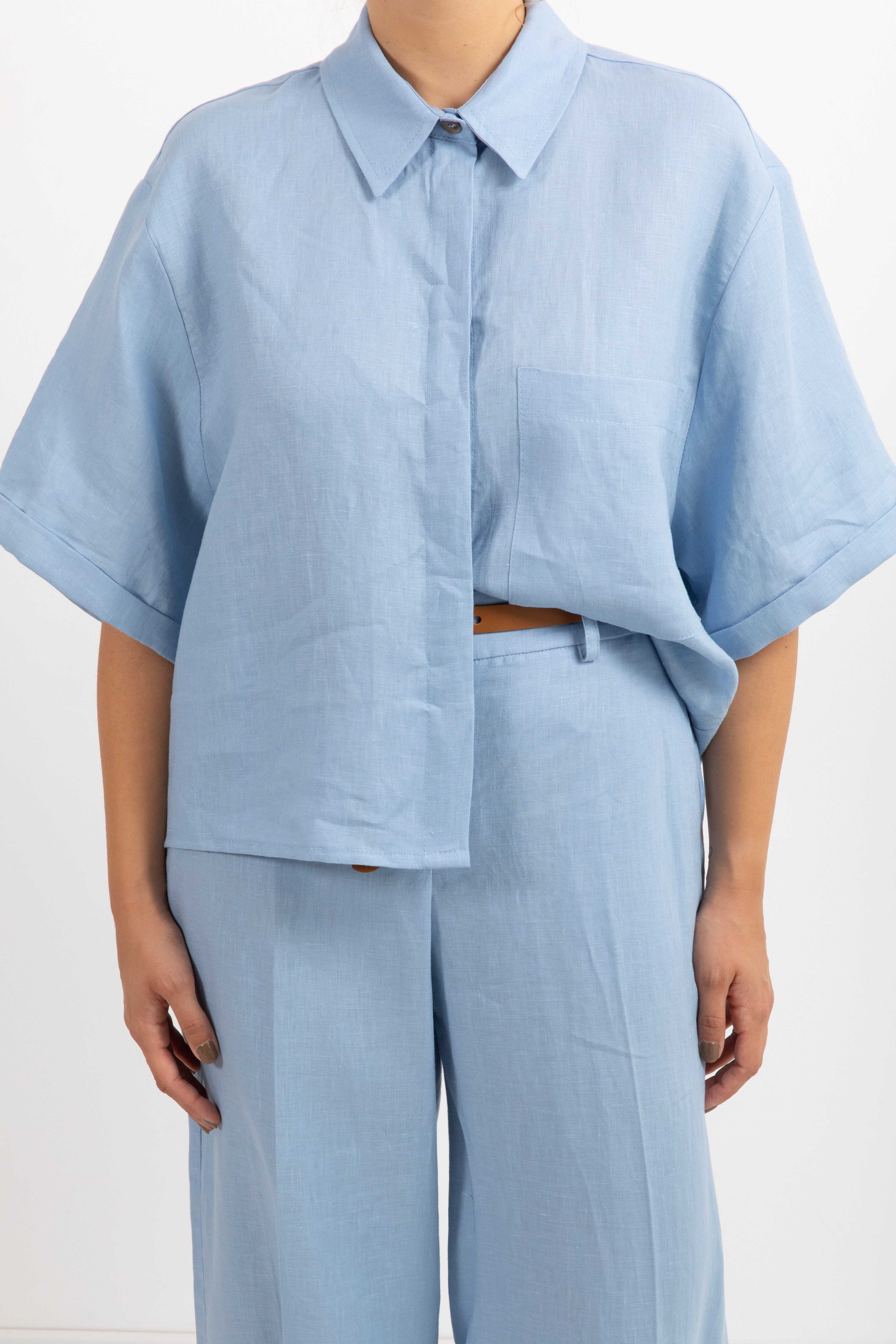 Camicia manica corta 100% lino Tensione IN