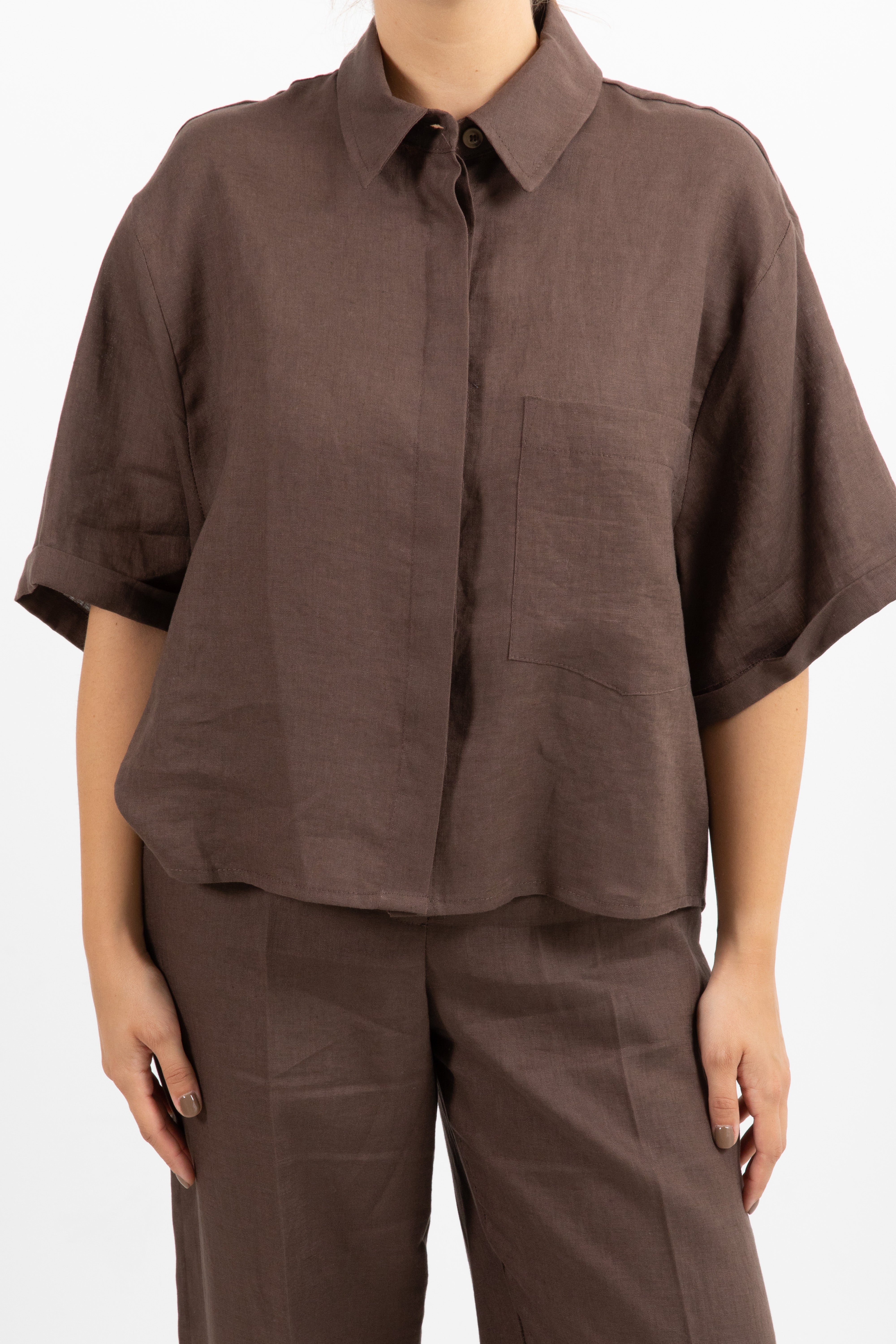 Camicia manica corta 100% lino Tensione IN
