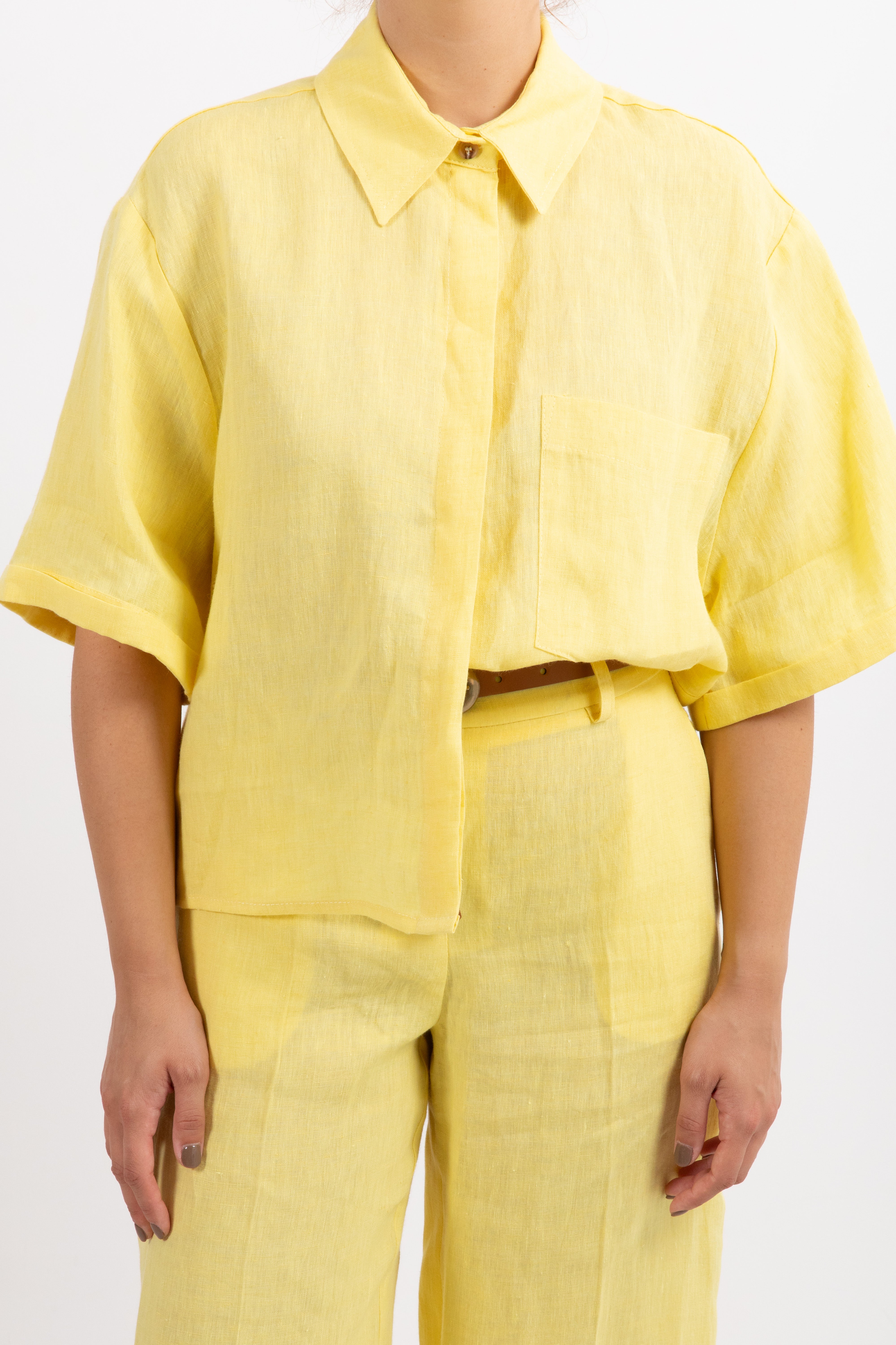 Camicia manica corta 100% lino Tensione IN