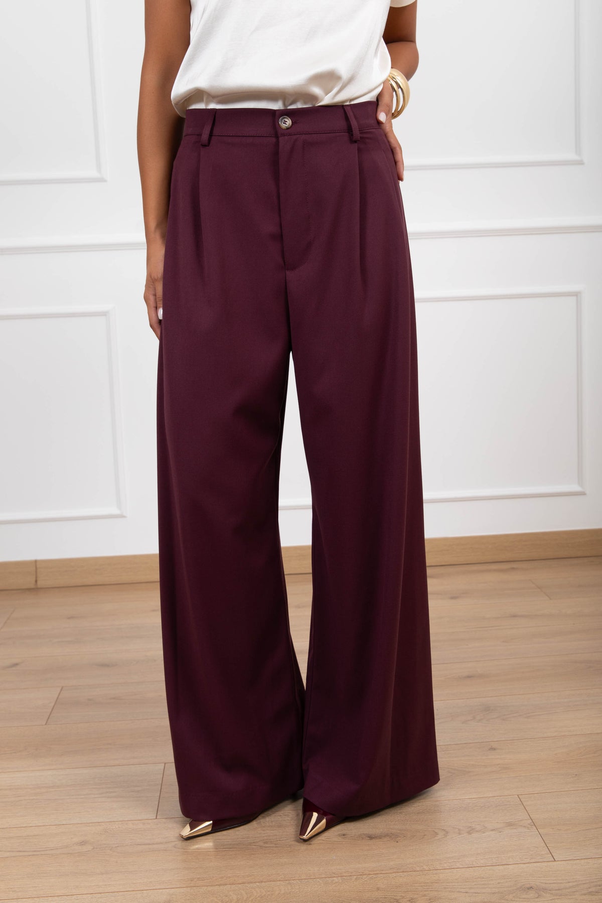 Pantalone sartoriale doppia pinces variante bordeaux Haveone