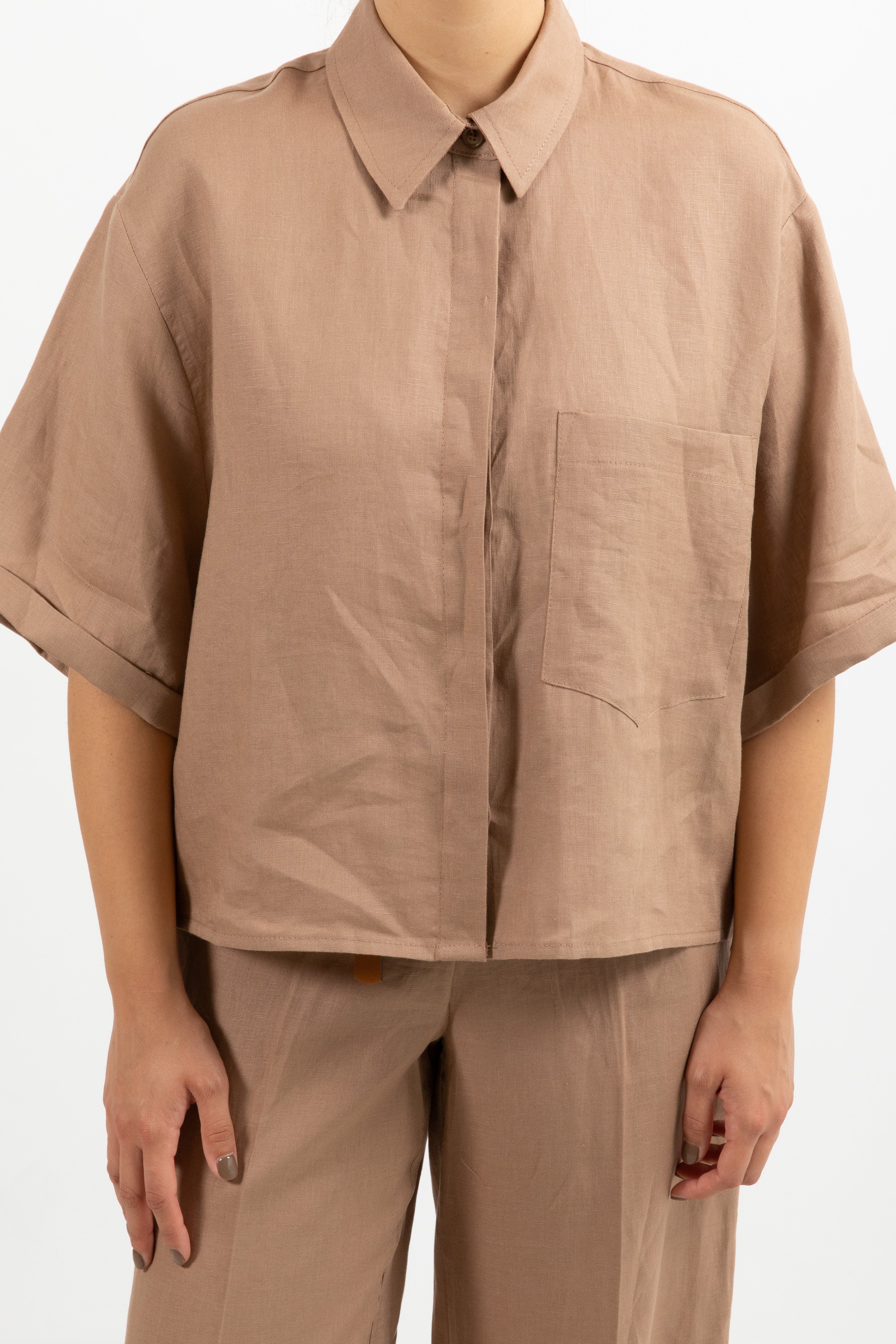 Camicia manica corta 100% lino Tensione IN