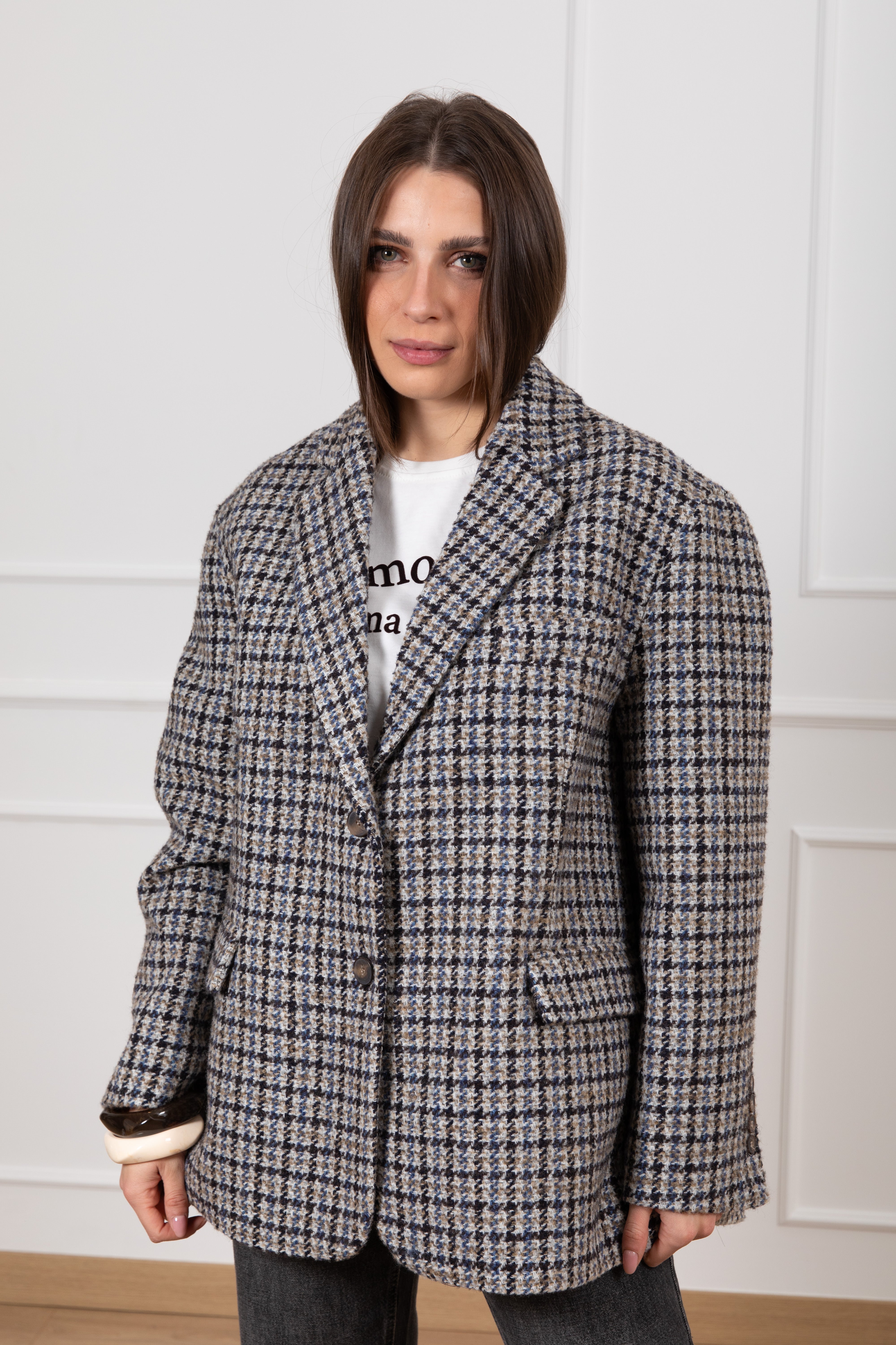 Giacca-cappotto over-size pied de poule ViCOLO