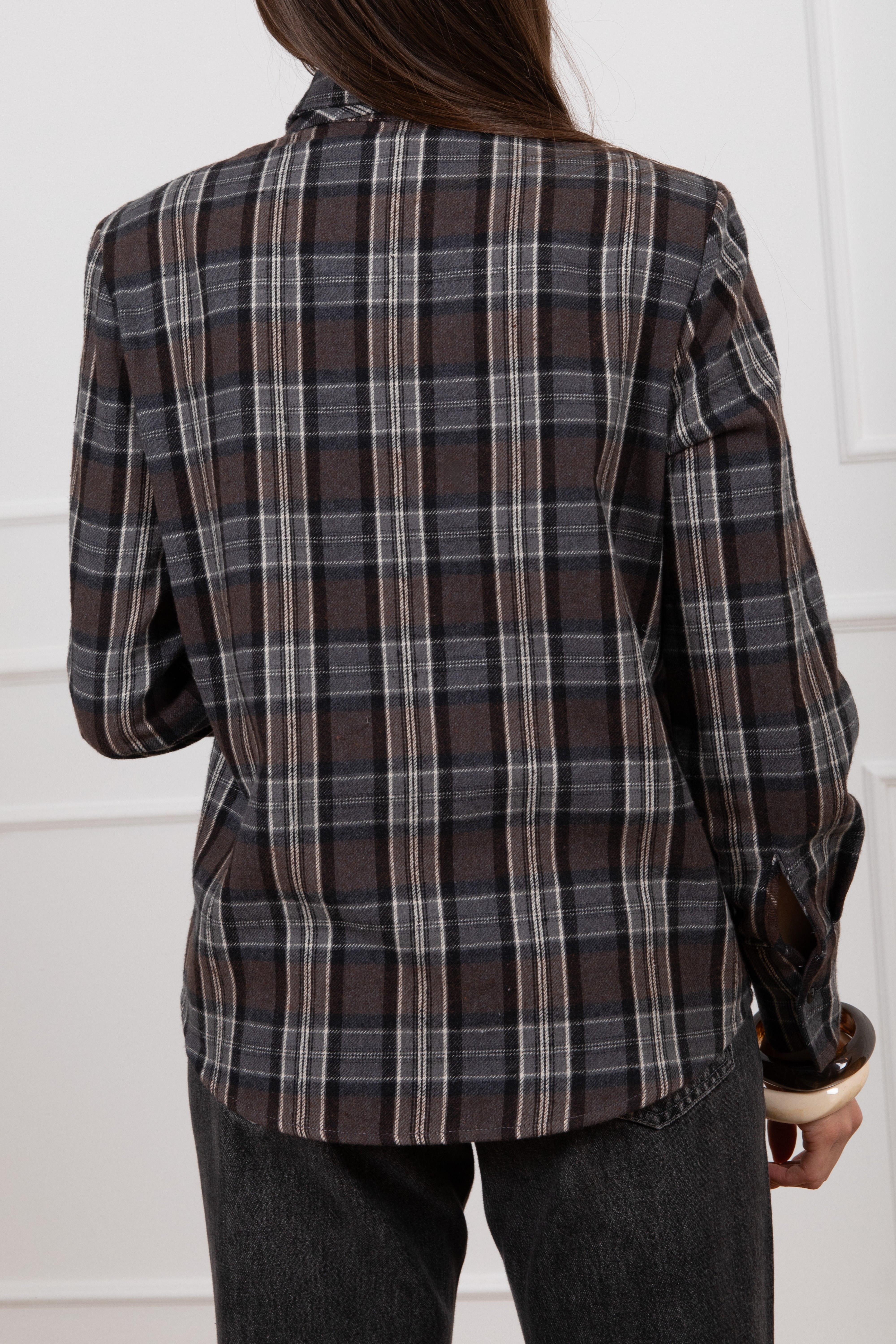 Camicia check in flanella con spallina imbottita Tensione IN