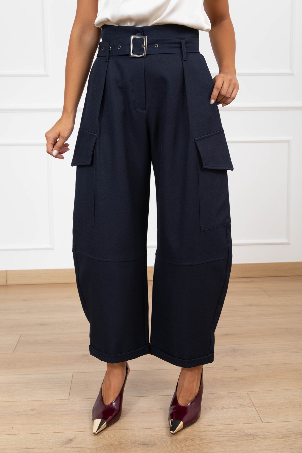 Pantalone cargo in tessuto tecnico variante blu Haveone