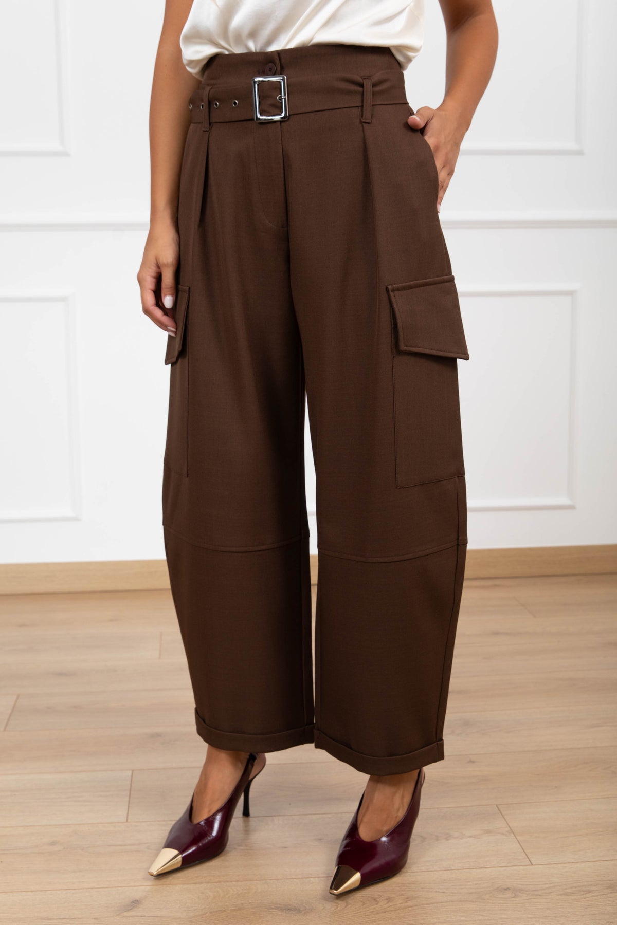 Pantalone cargo in tessuto tecnico variante moro Haveone
