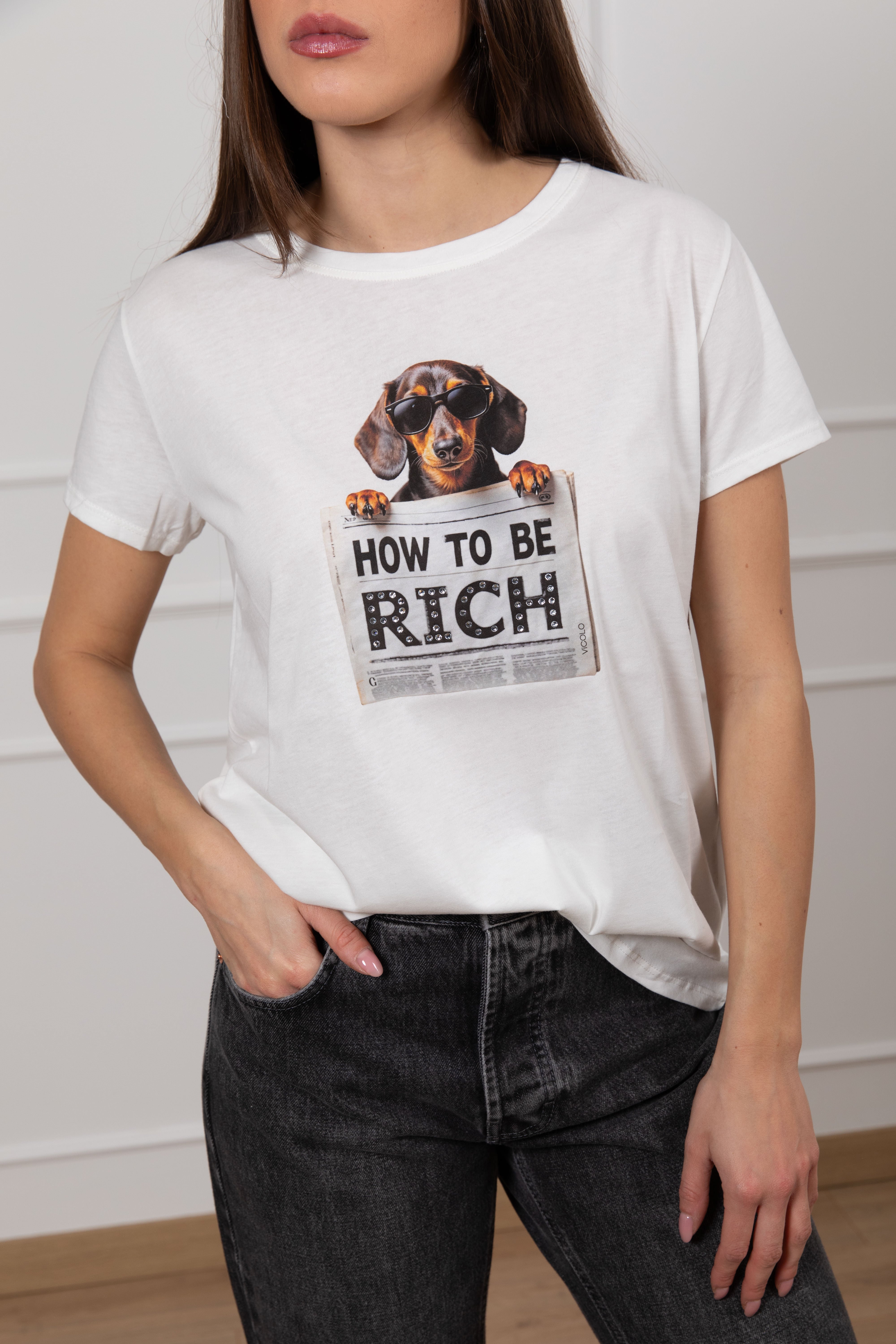 T-shirt bassotto "How to be rich" ViCOLO