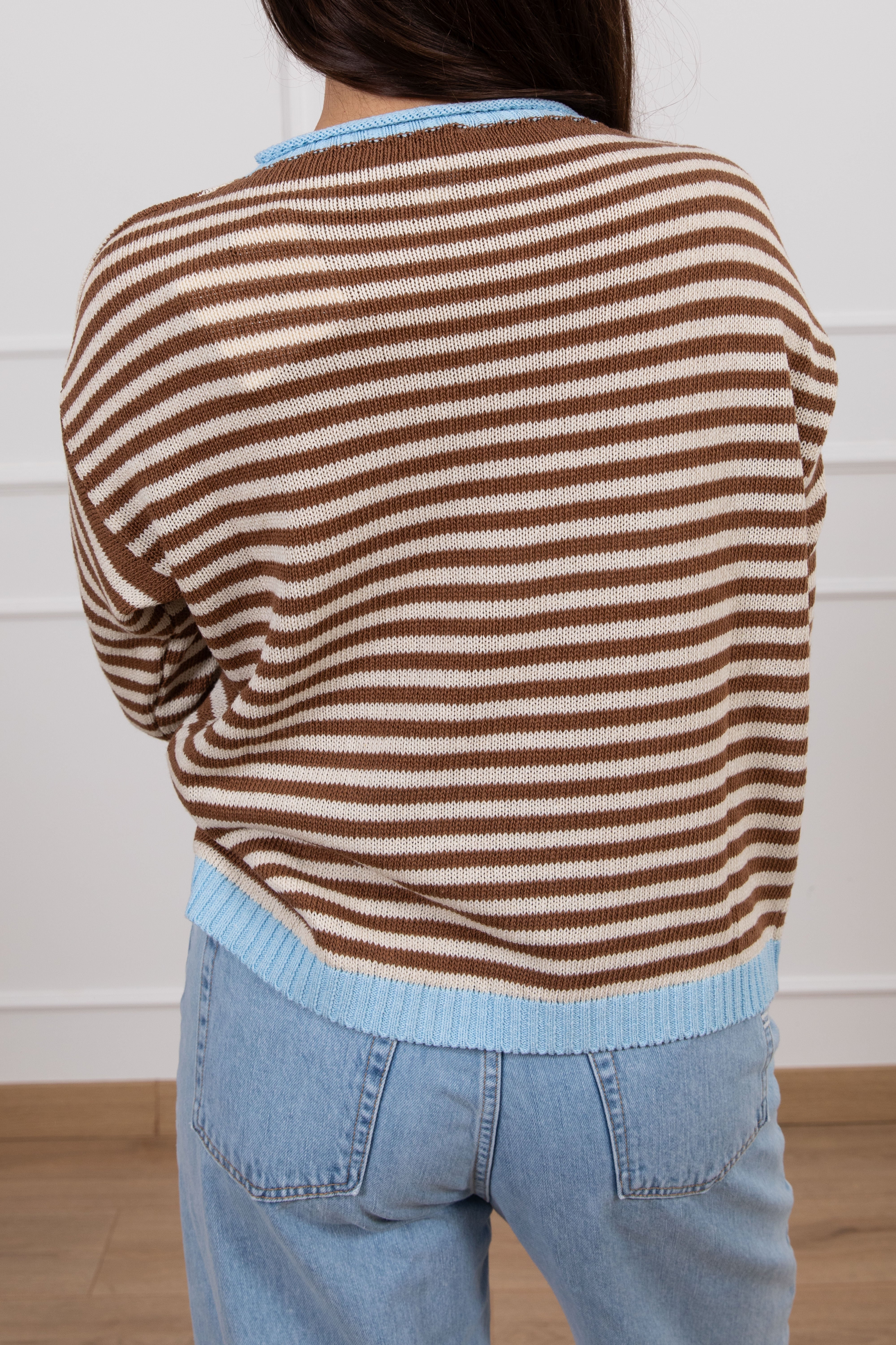 Maglia a righe in cotone con profili a contrasto Tensione IN