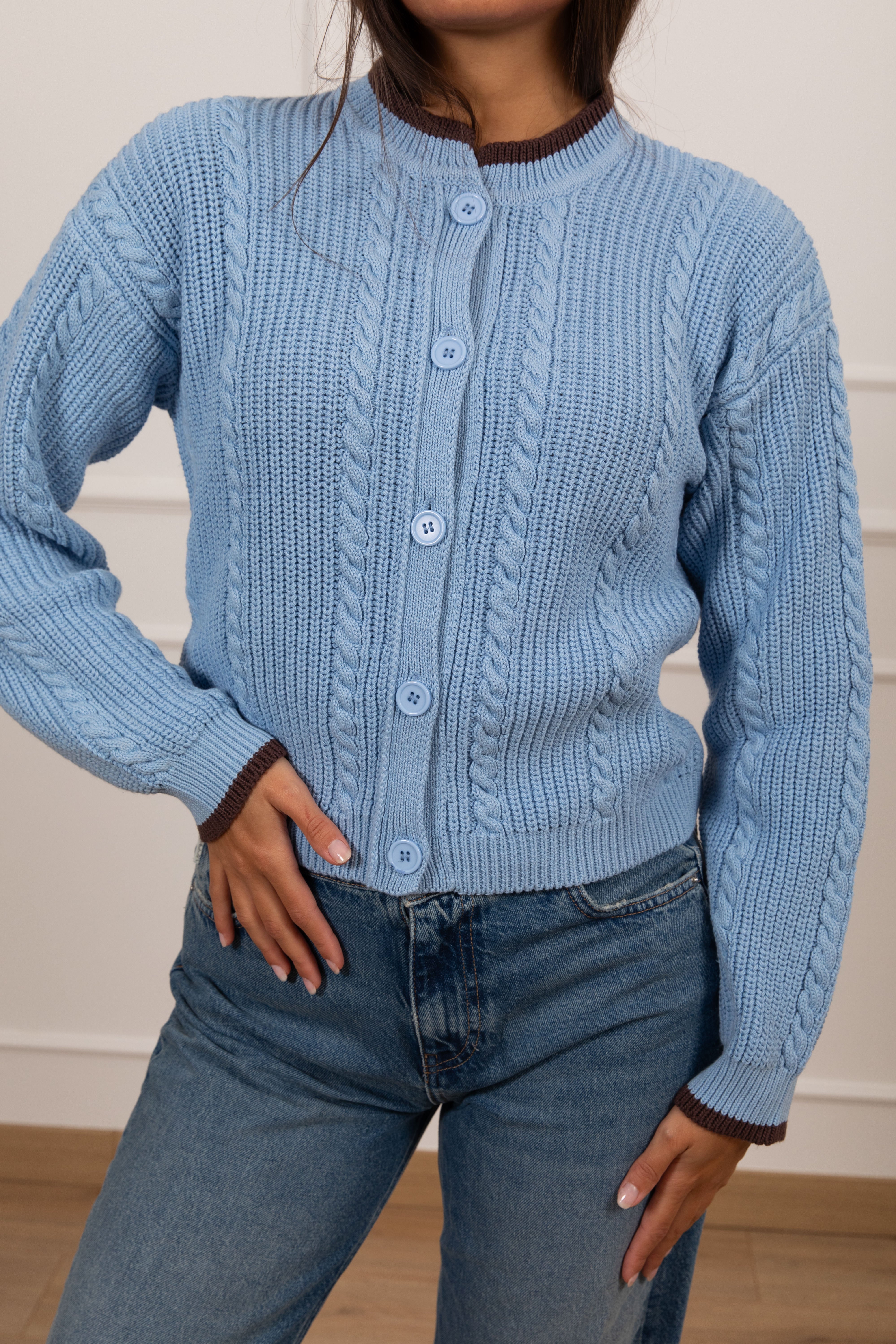 Cardigan trecce con profili a contrasto Tensione IN