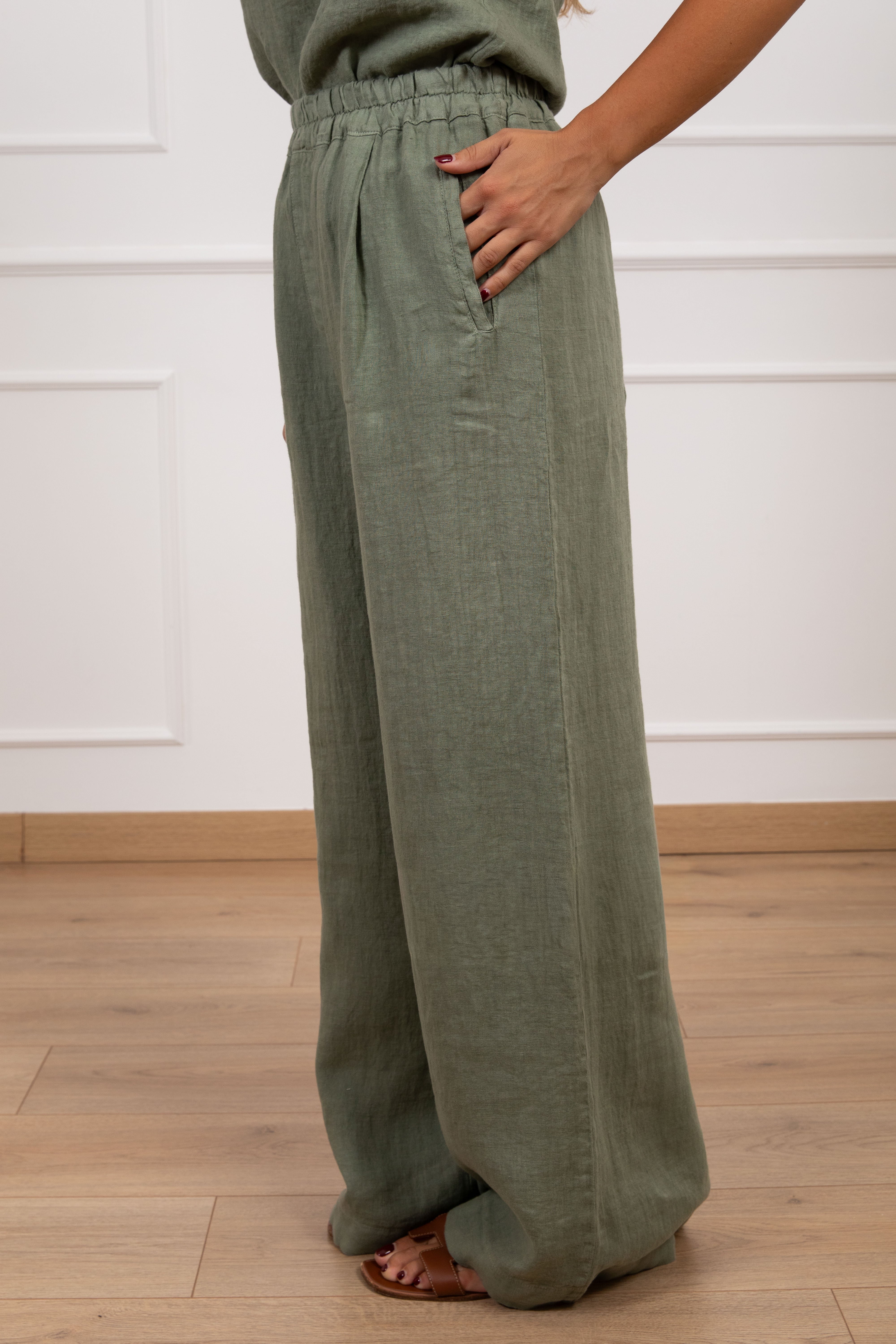 Pantalone 100% lino con elastico ViCOLO