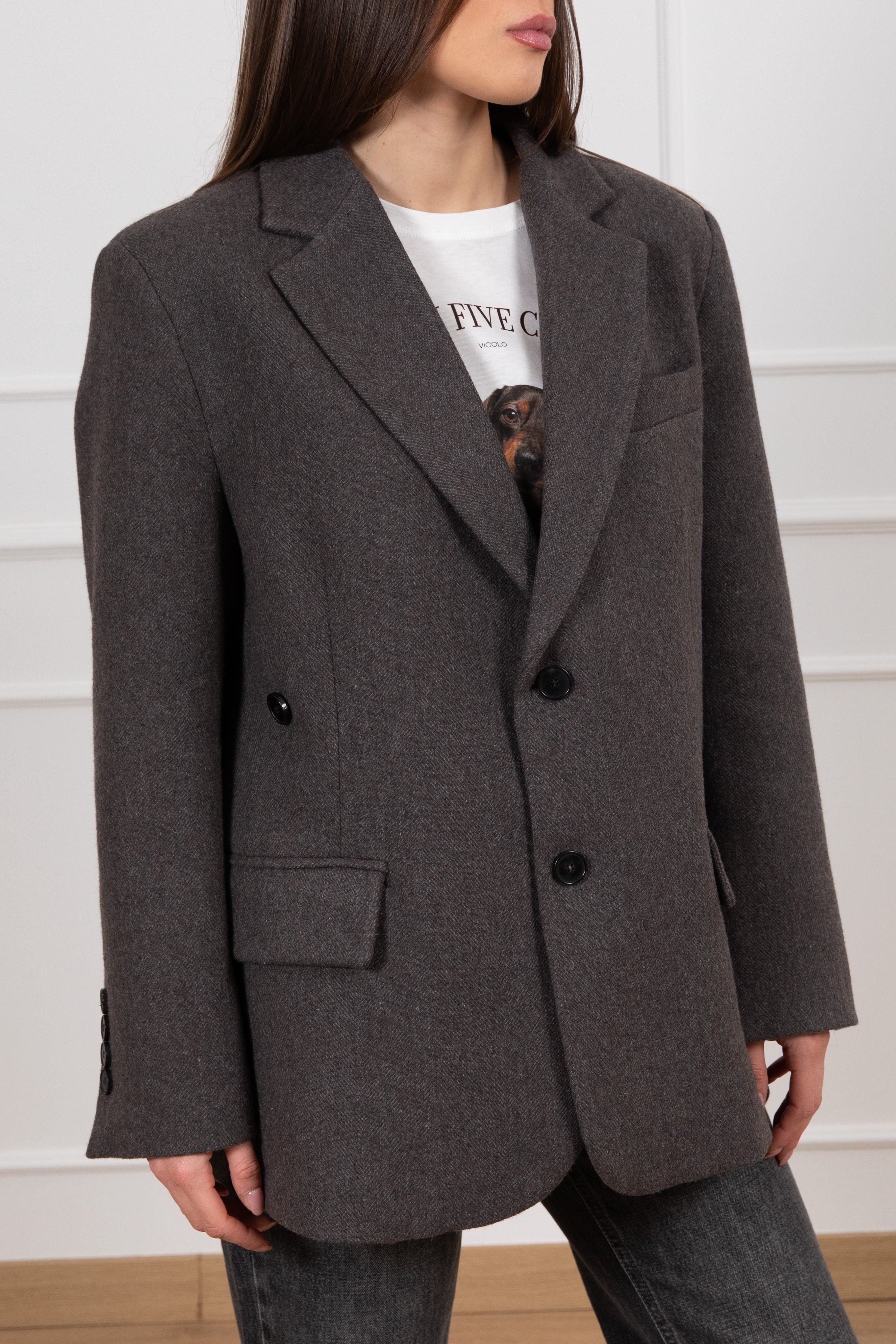 Giacca-cappotto micro-spigato con doppia abbottonatura ViCOLO