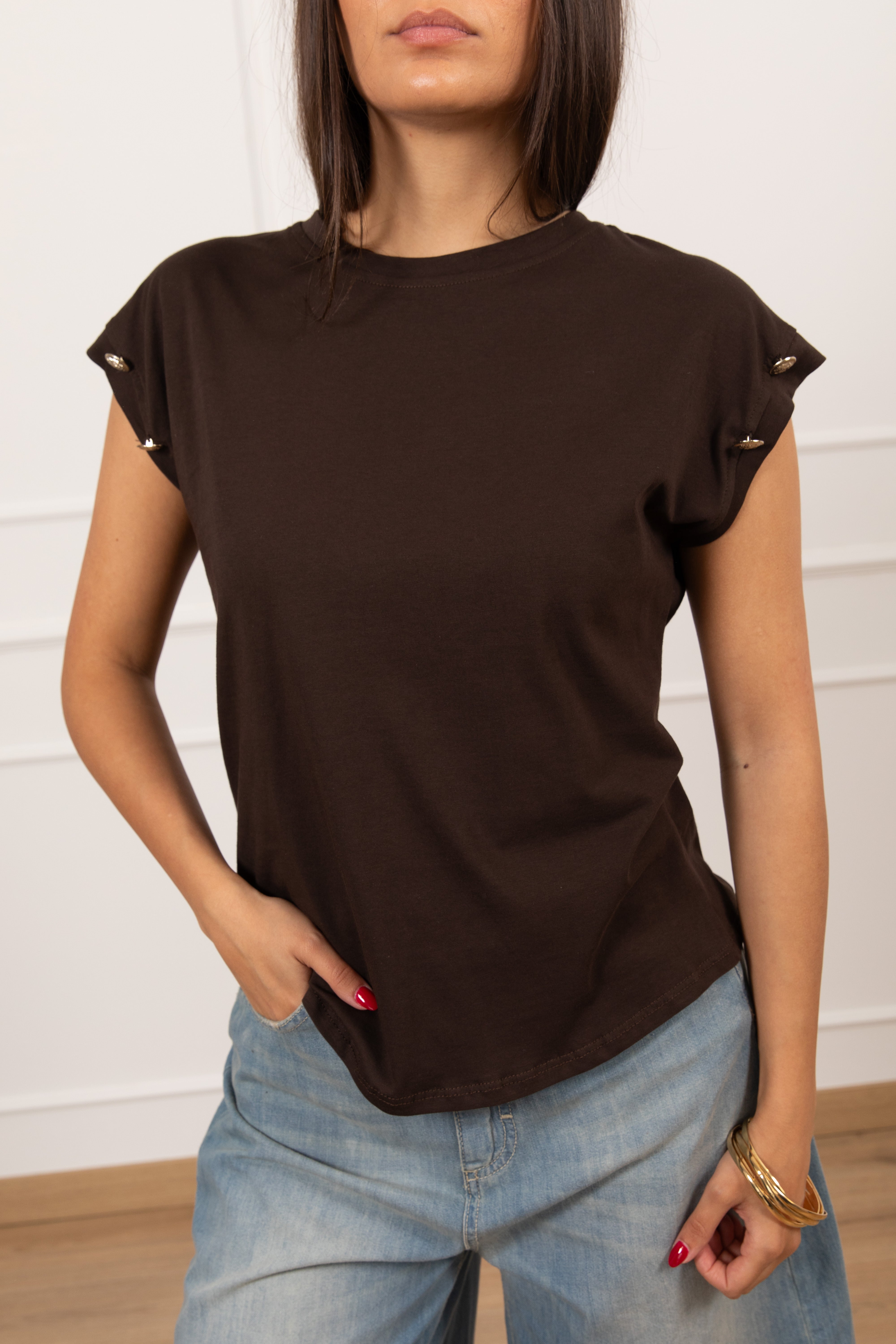 T-shirt con bottoni oro Tensione IN