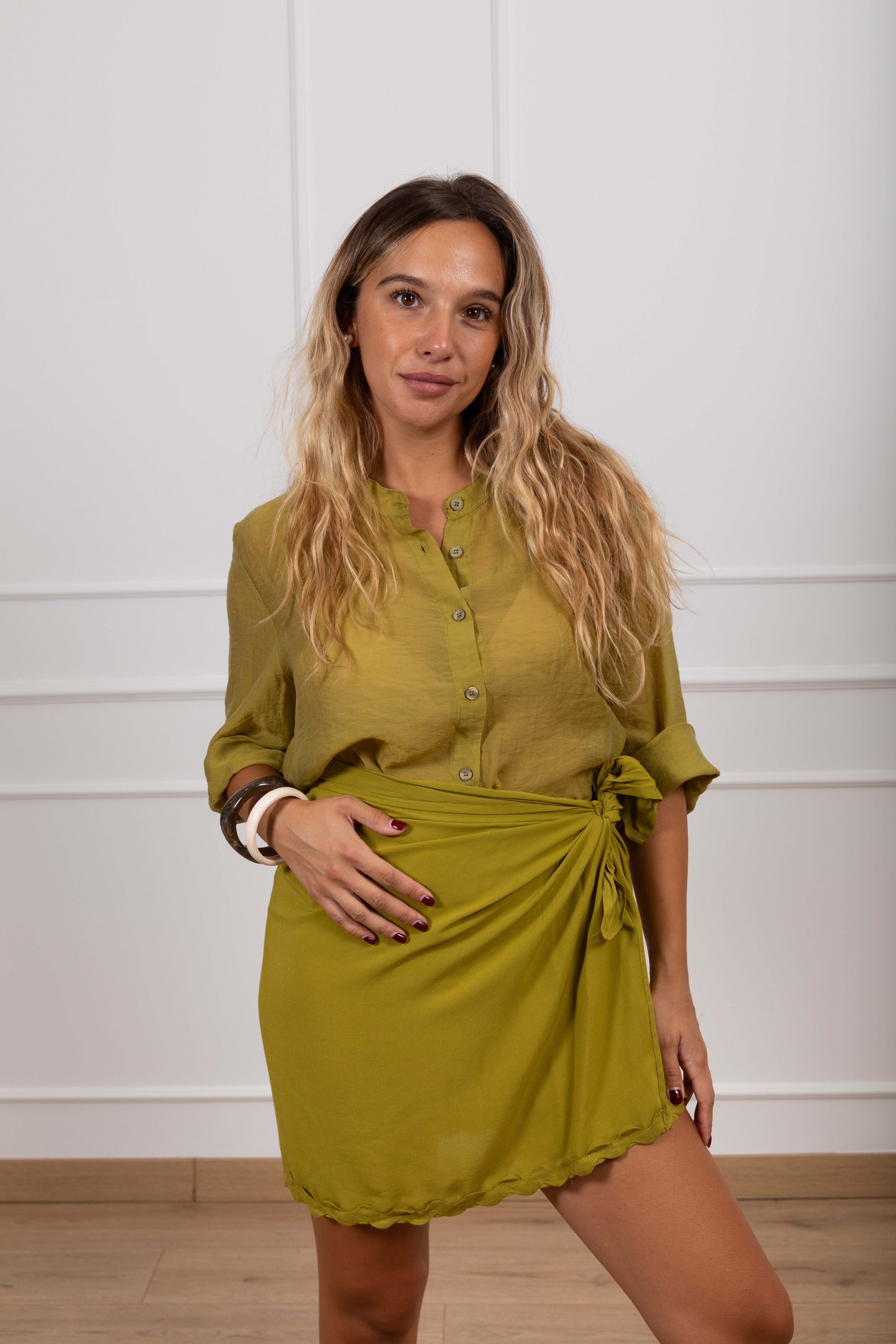 Gonna corta pareo con passamaneria Haveone