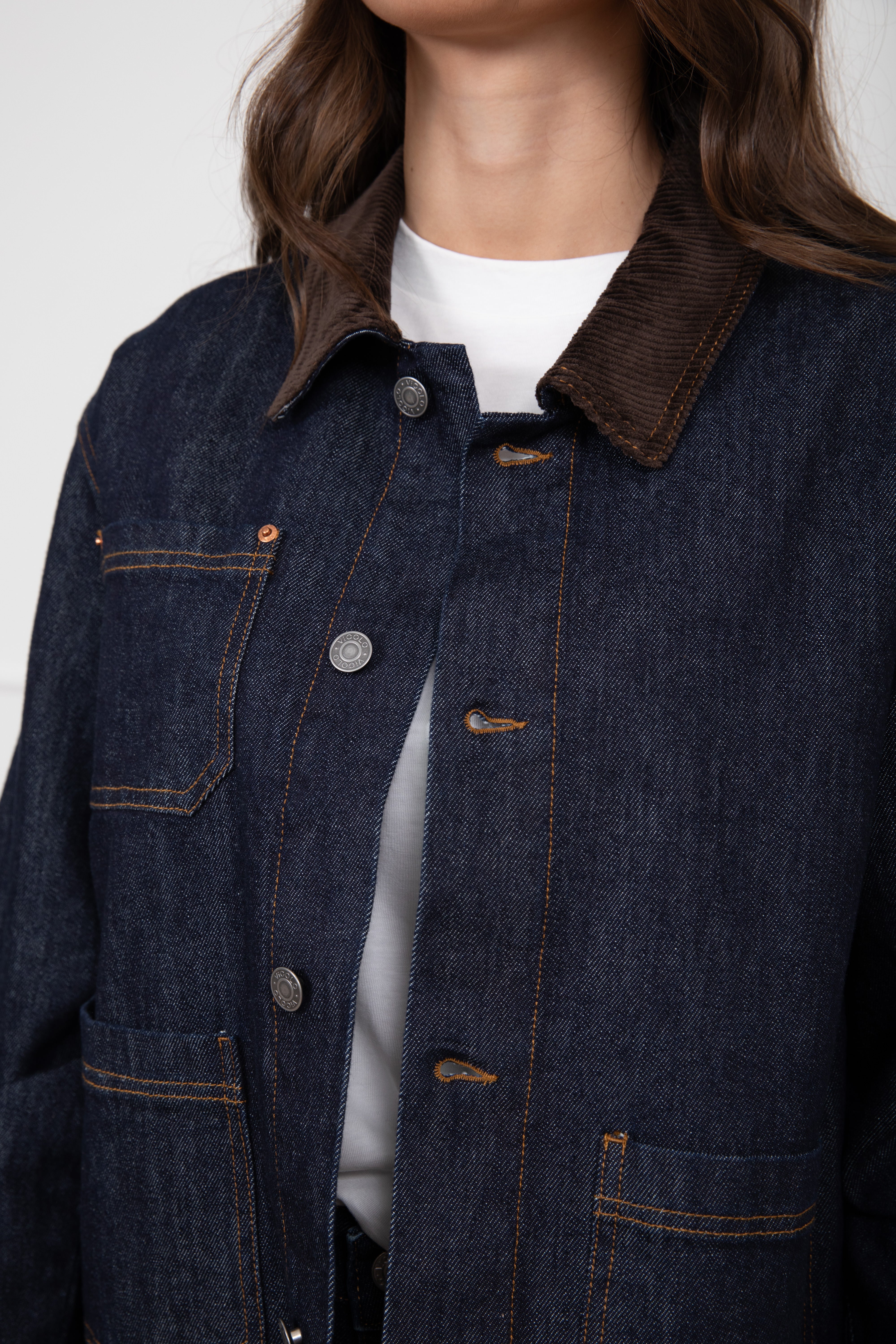 Giacca jeans con colletto in velluto ViCOLO