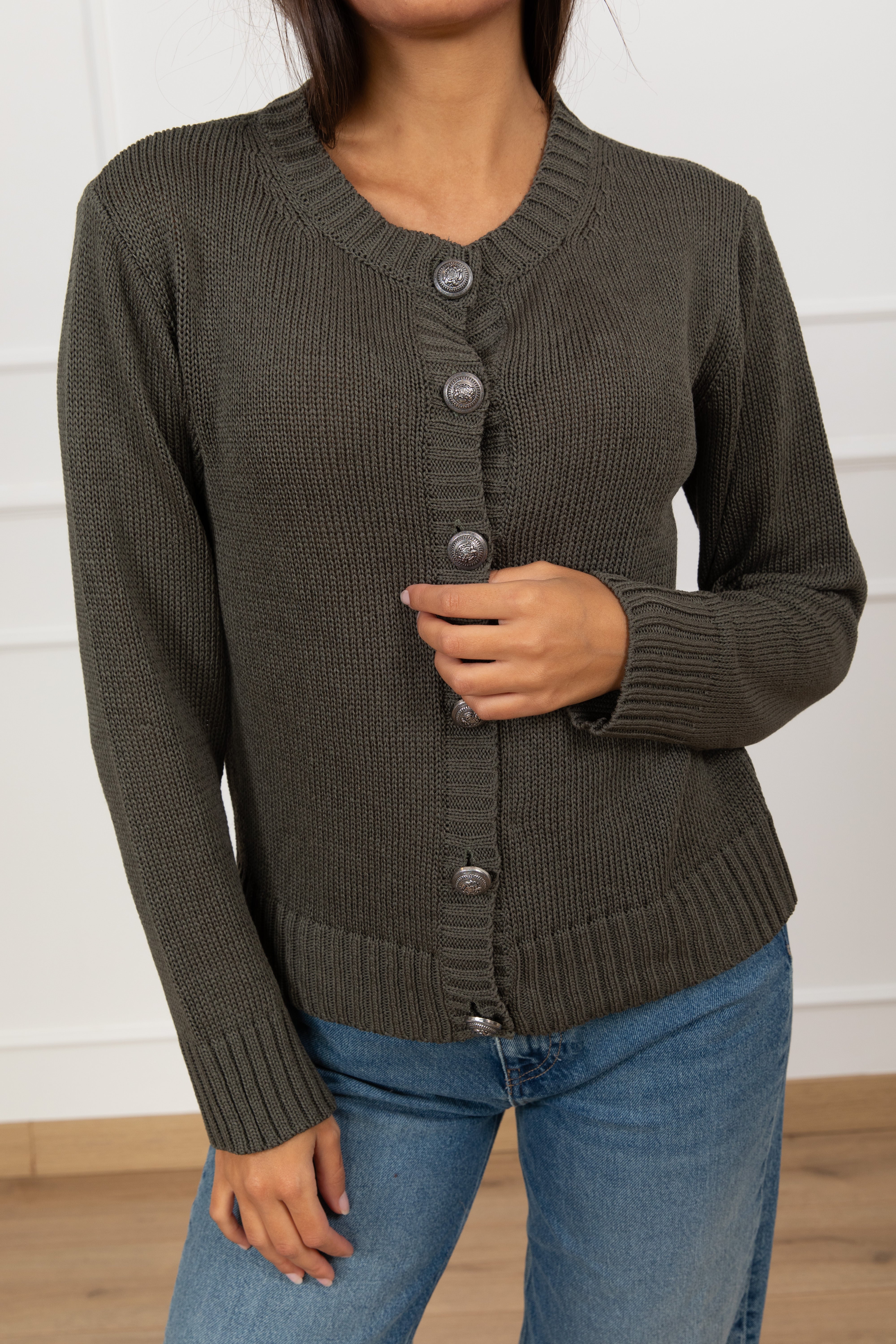 Cardigan in maglia con bottoni argento Tensione IN