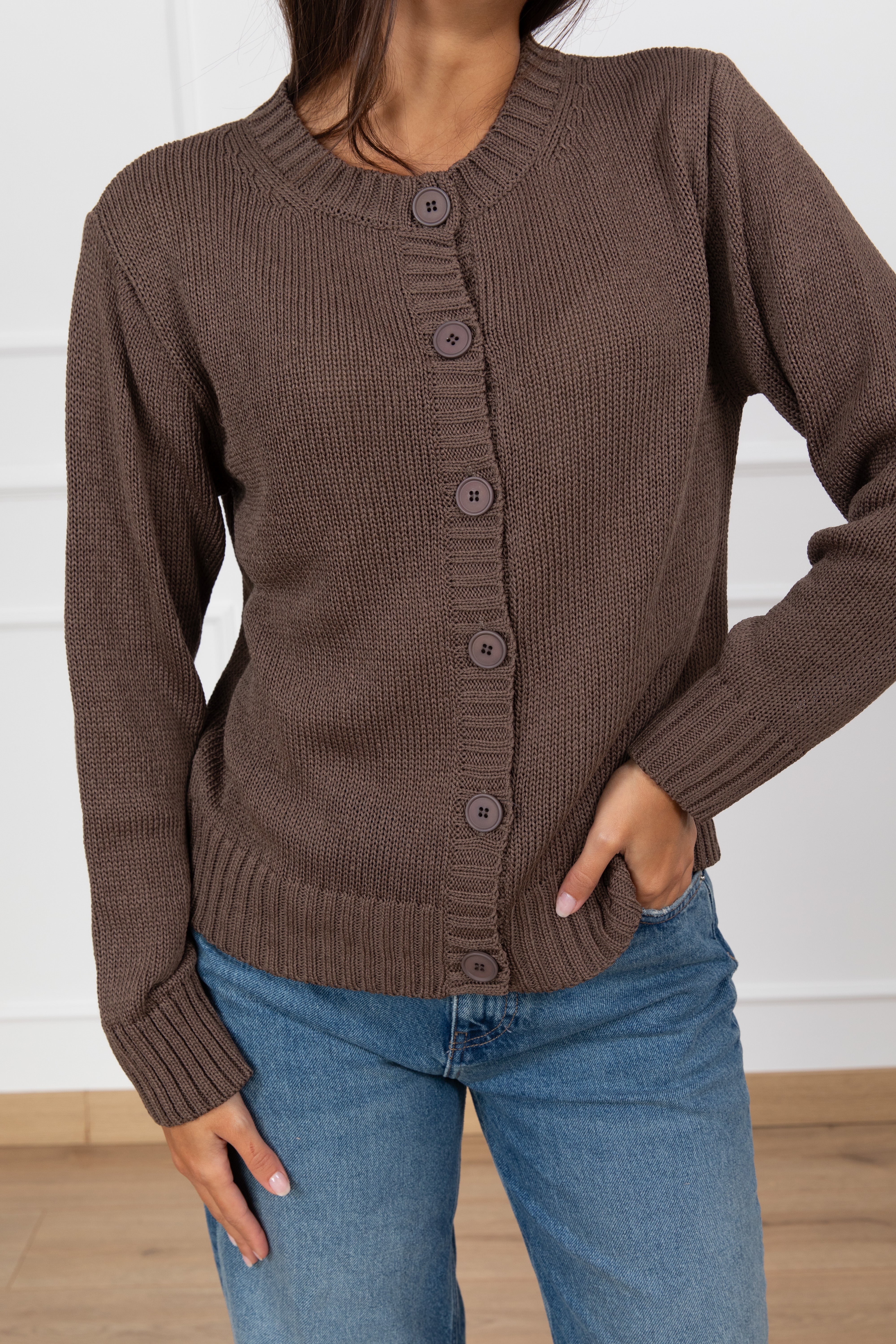 Cardigan girocollo in maglia Tensione IN