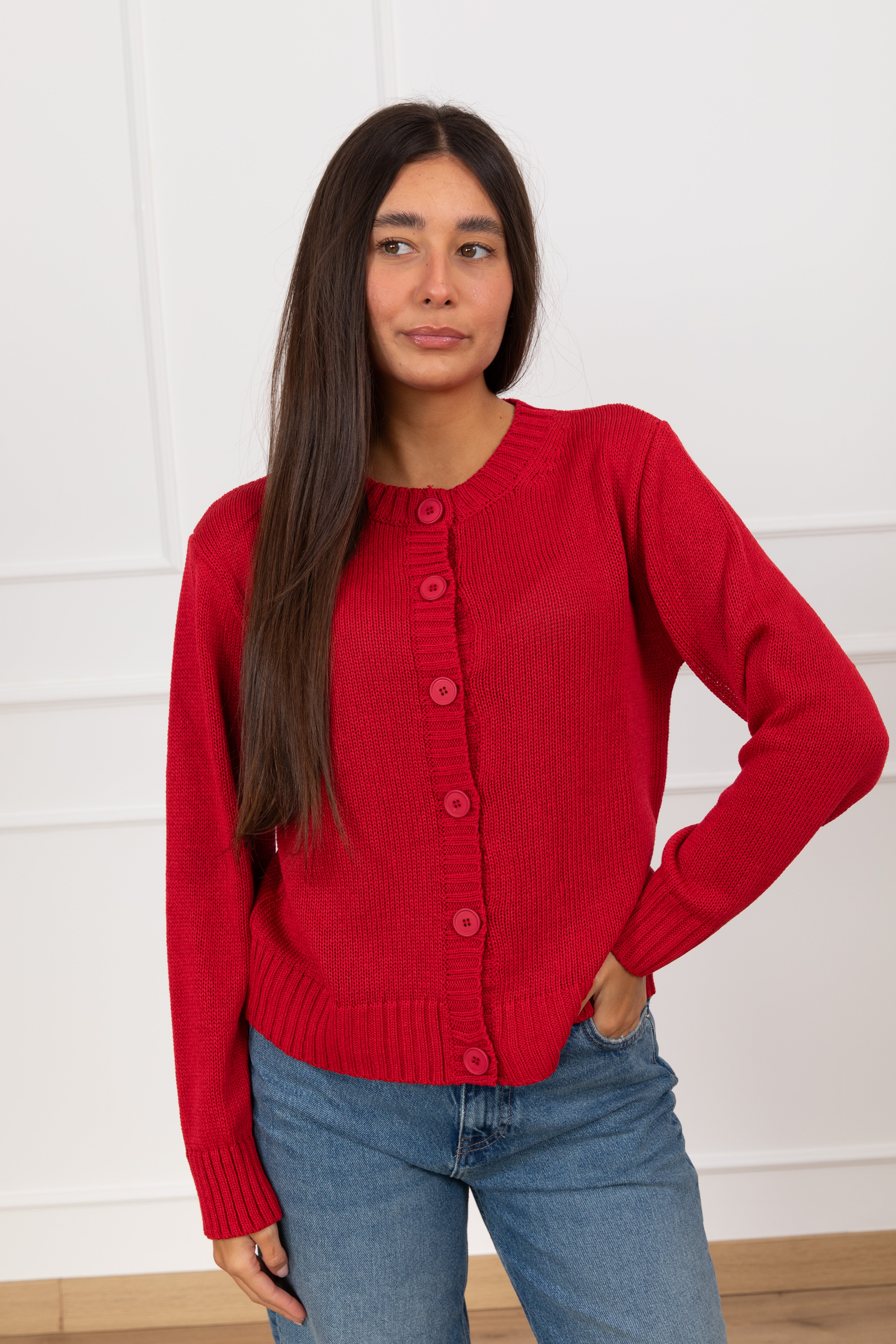 Cardigan girocollo in maglia Tensione IN