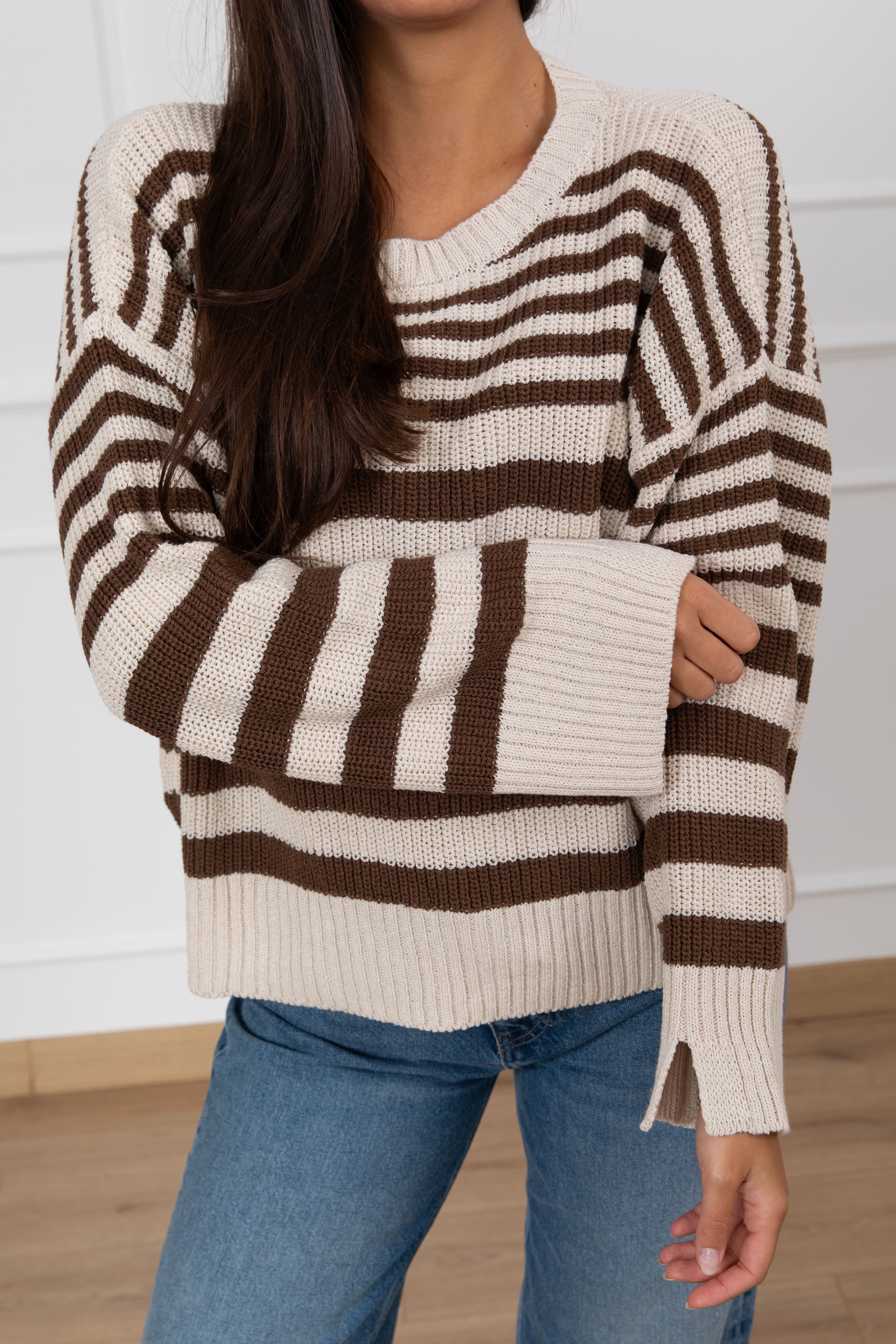 Maglia in cotone a righe asimmetriche Susy Mix