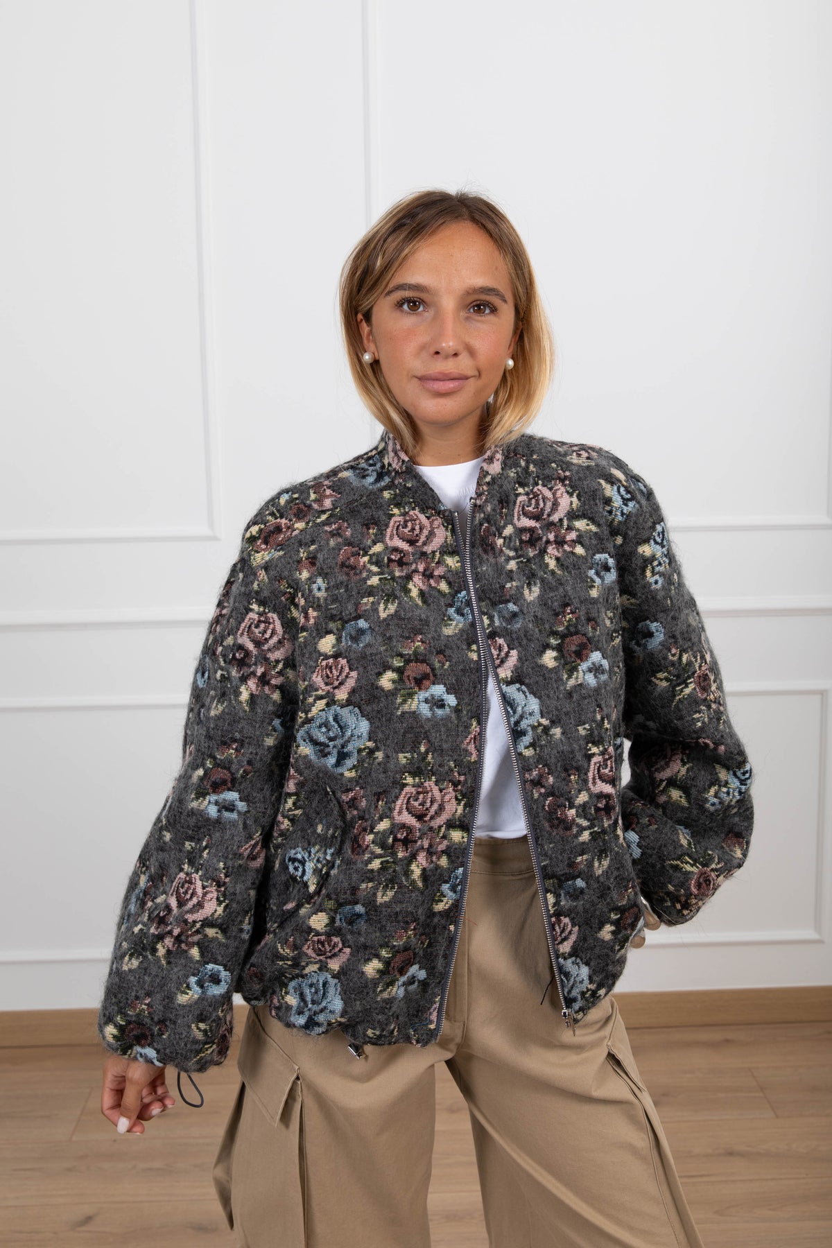 Bomber tipo lana cotta fantasia flowers ViCOLO
