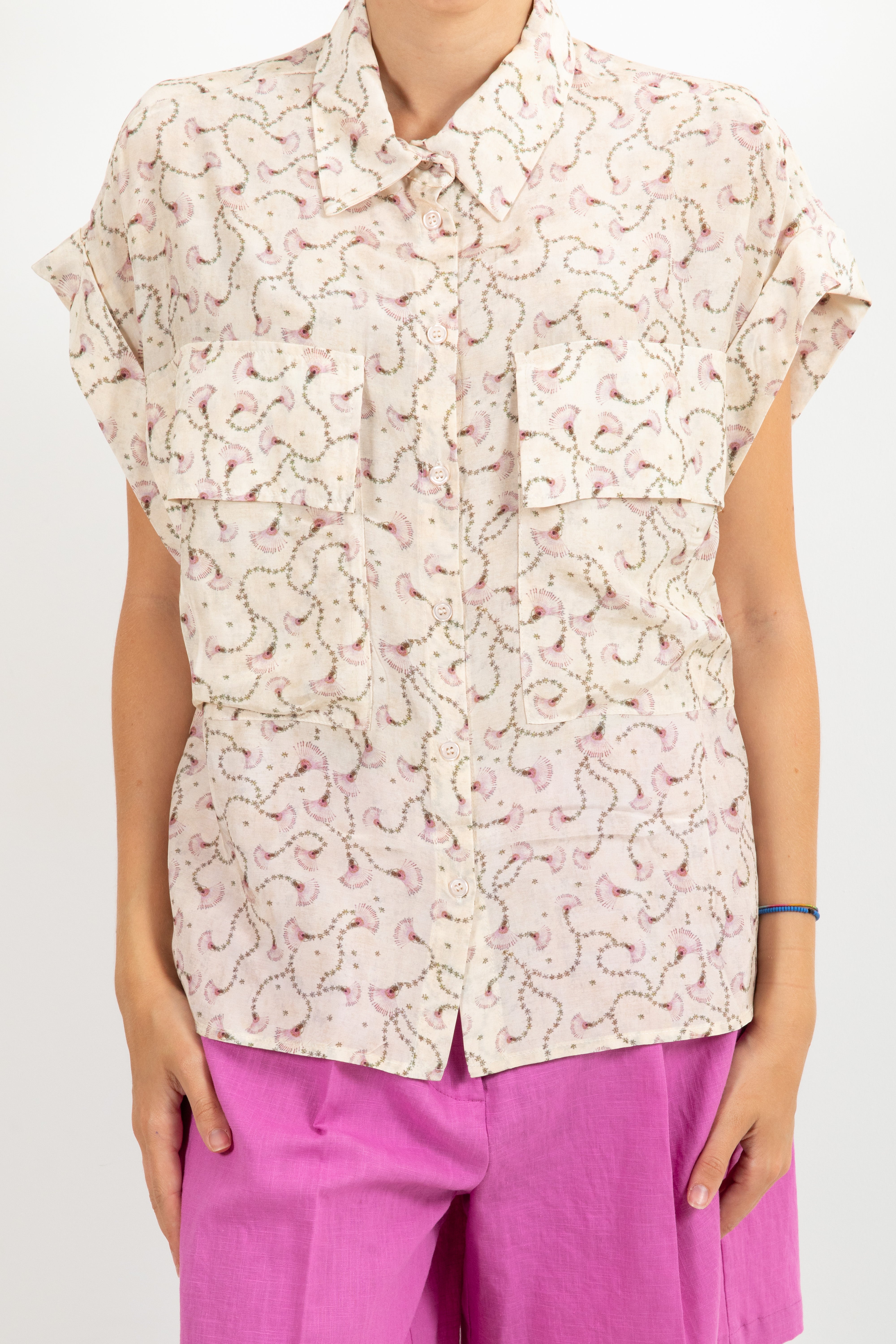 Camicia manica corta fantasia nappine Dixie